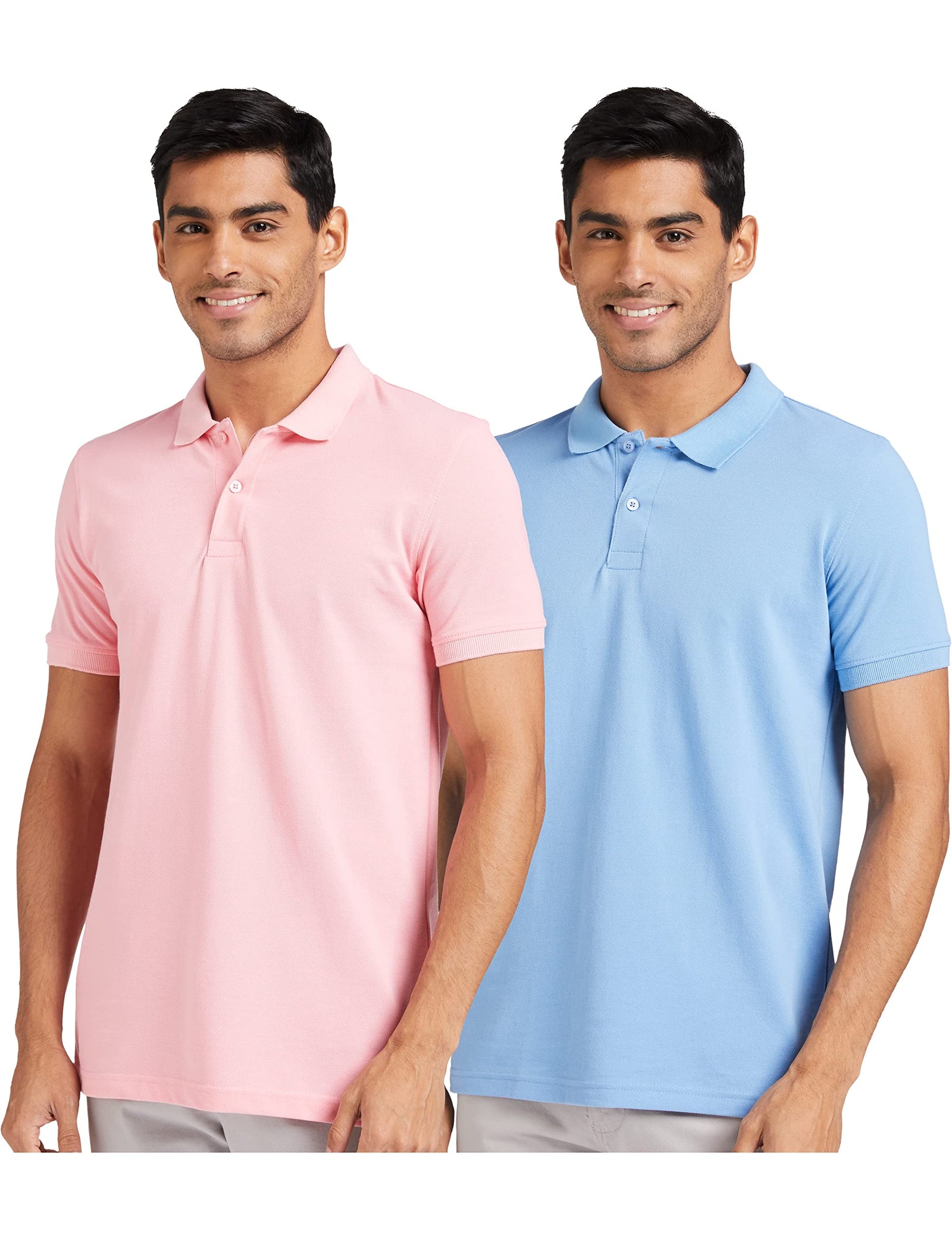 Amazon Brand - Symbol Men's Solid Regular Fit Half Sleeve Polo (Combo Pack of 2)