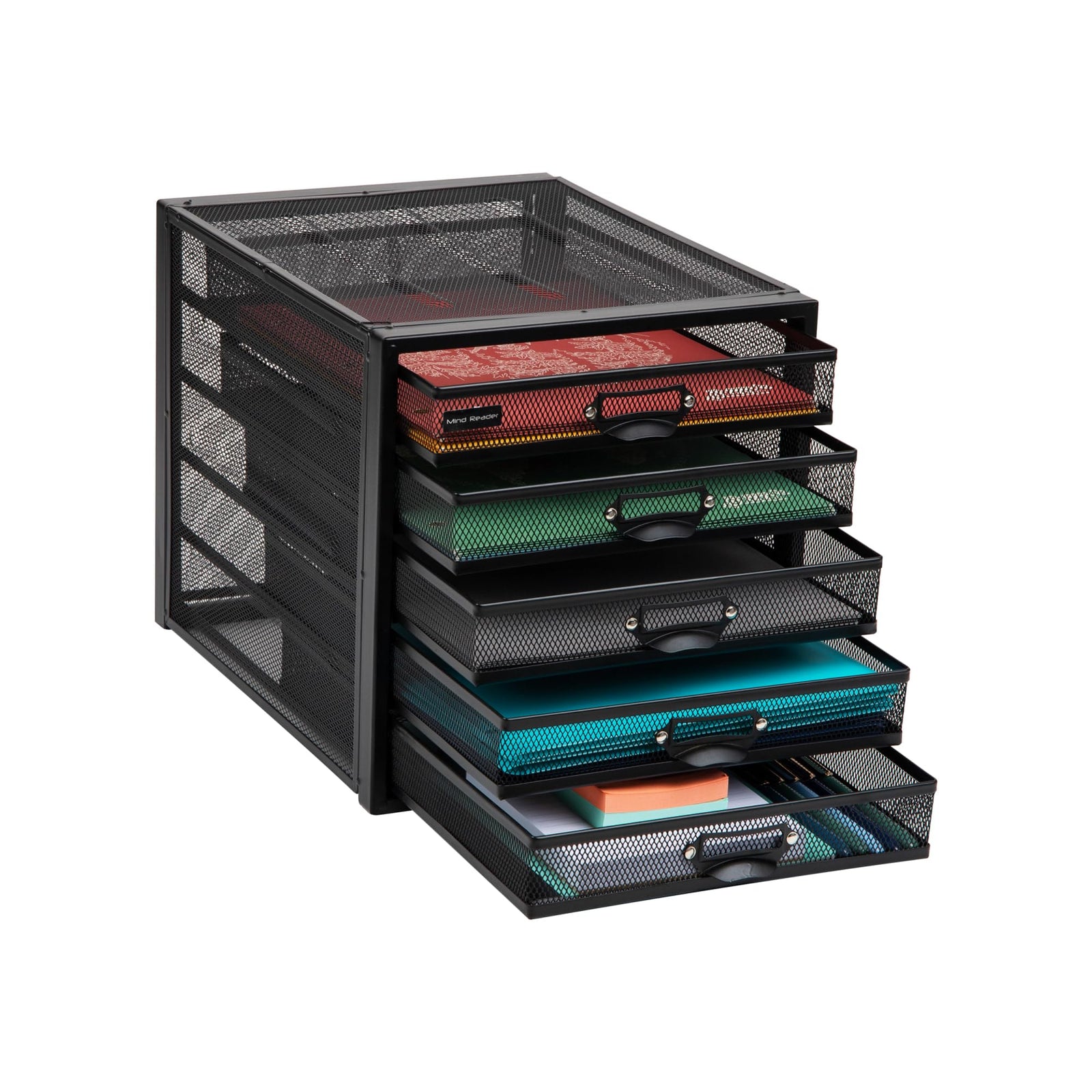 Mind Reader File Storage Drawers, Desk Organizer, Multi-Purpose, Crafts, Office, Metal Mesh, 5 Drawer