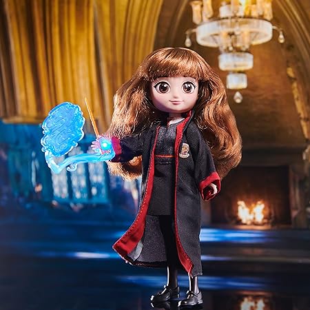 Wizarding World Harry Potter, 8-inch Hermione Granger Light-up Patronus Doll with 7 Doll Accessories and Hogwarts Robe, Kids Toys for Ages 5 and up