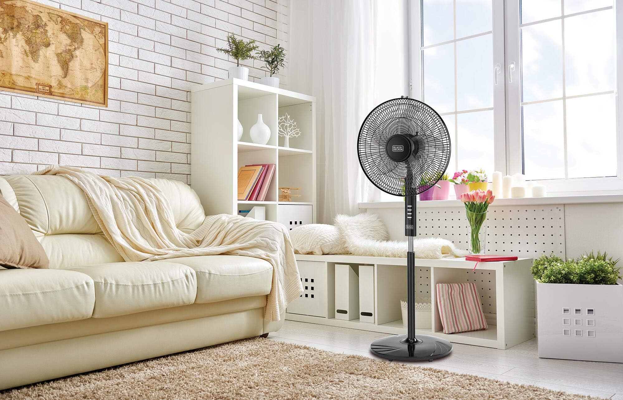 Black & Decker 60W Stand Fan 16 Inch Diameter, 90° Wide Swing 3 Speeds Plus Modes And 5AS Blade, For The Perfect Temperature FS1620-B5