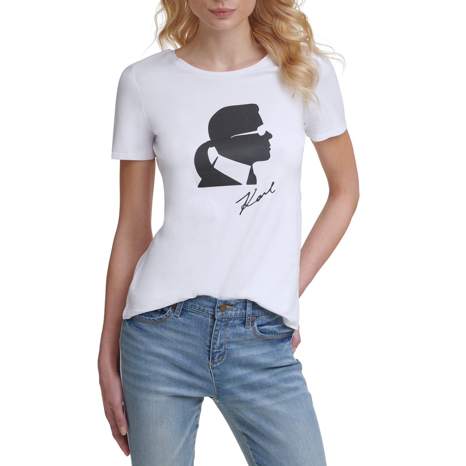 Karl Lagerfeld Paris womens Karl Silhouette Tee T-Shirt