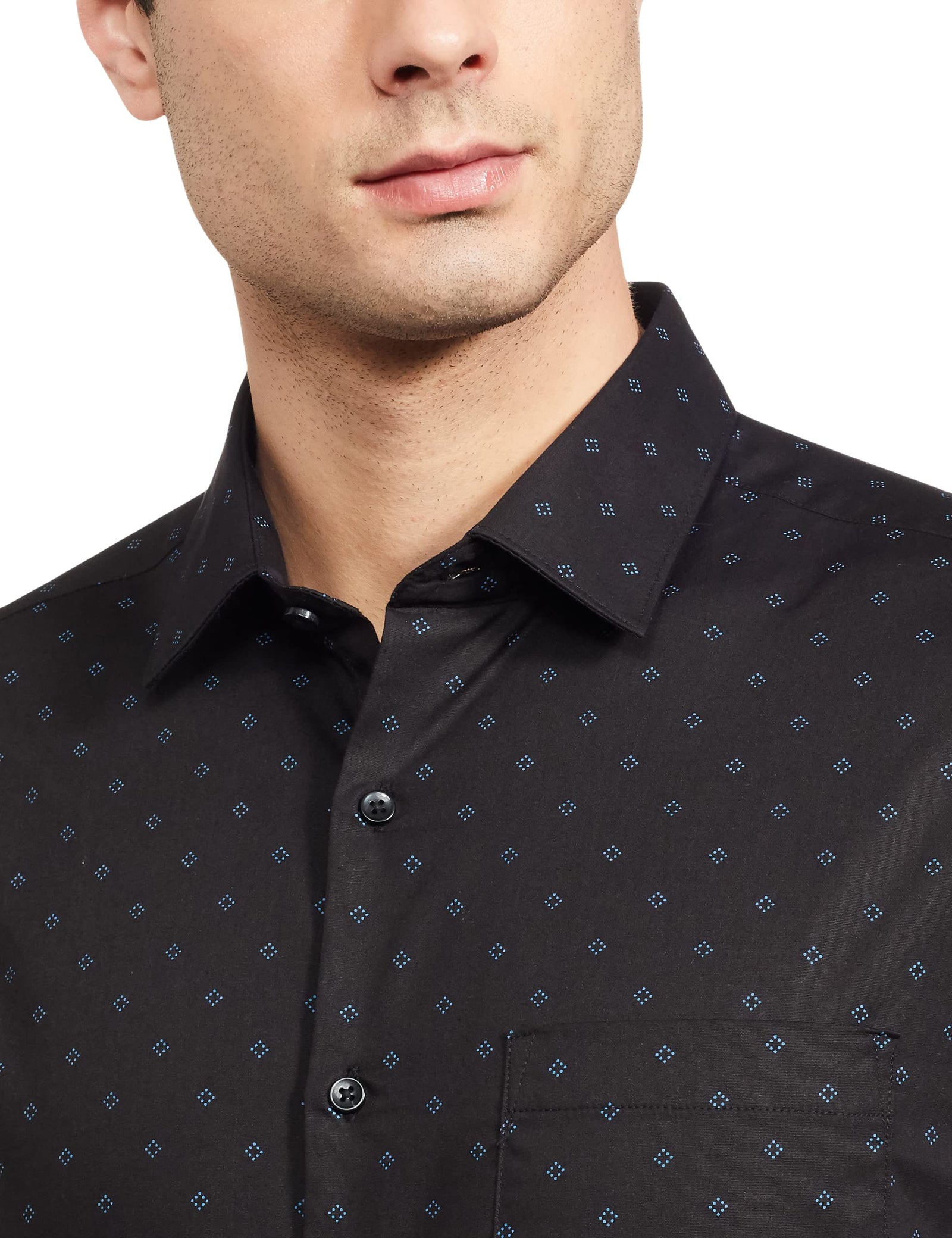 Diverse Men Printed Regular Fit Cotton Formal Shirt (DCMFF01Rc15L40-3033B) Color: Black Size: 46