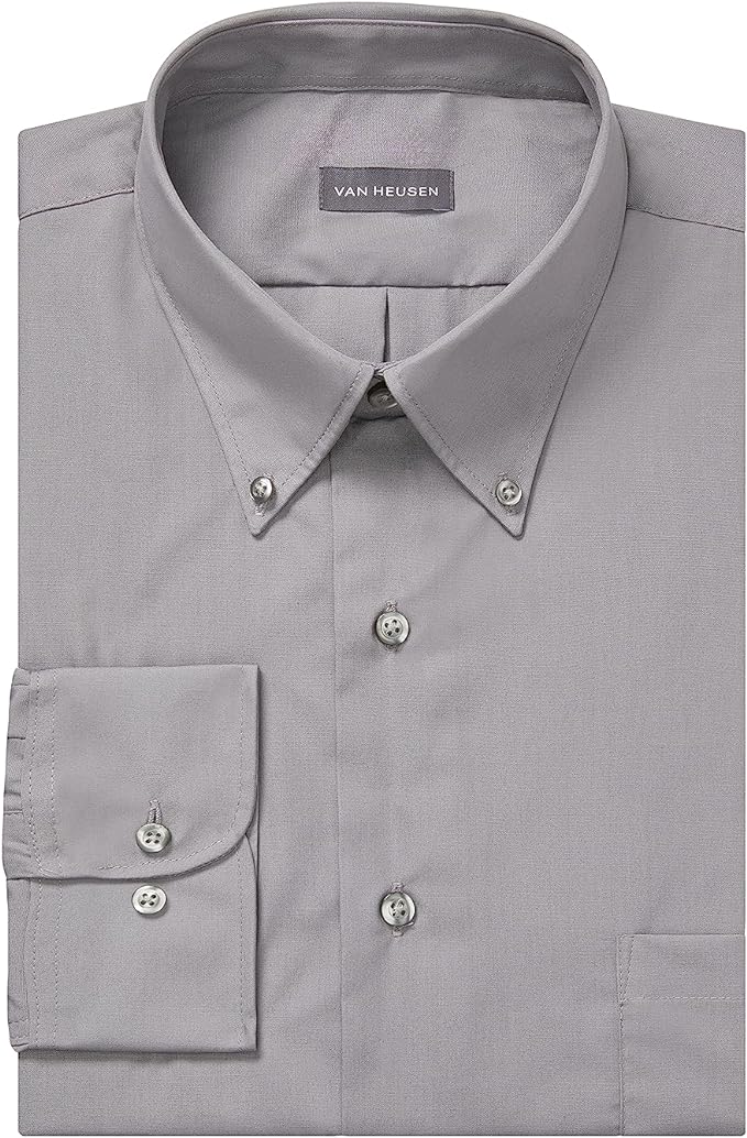 Van Heusen Men's Dress Shirts - Regular Fit Silky Poplin Solid