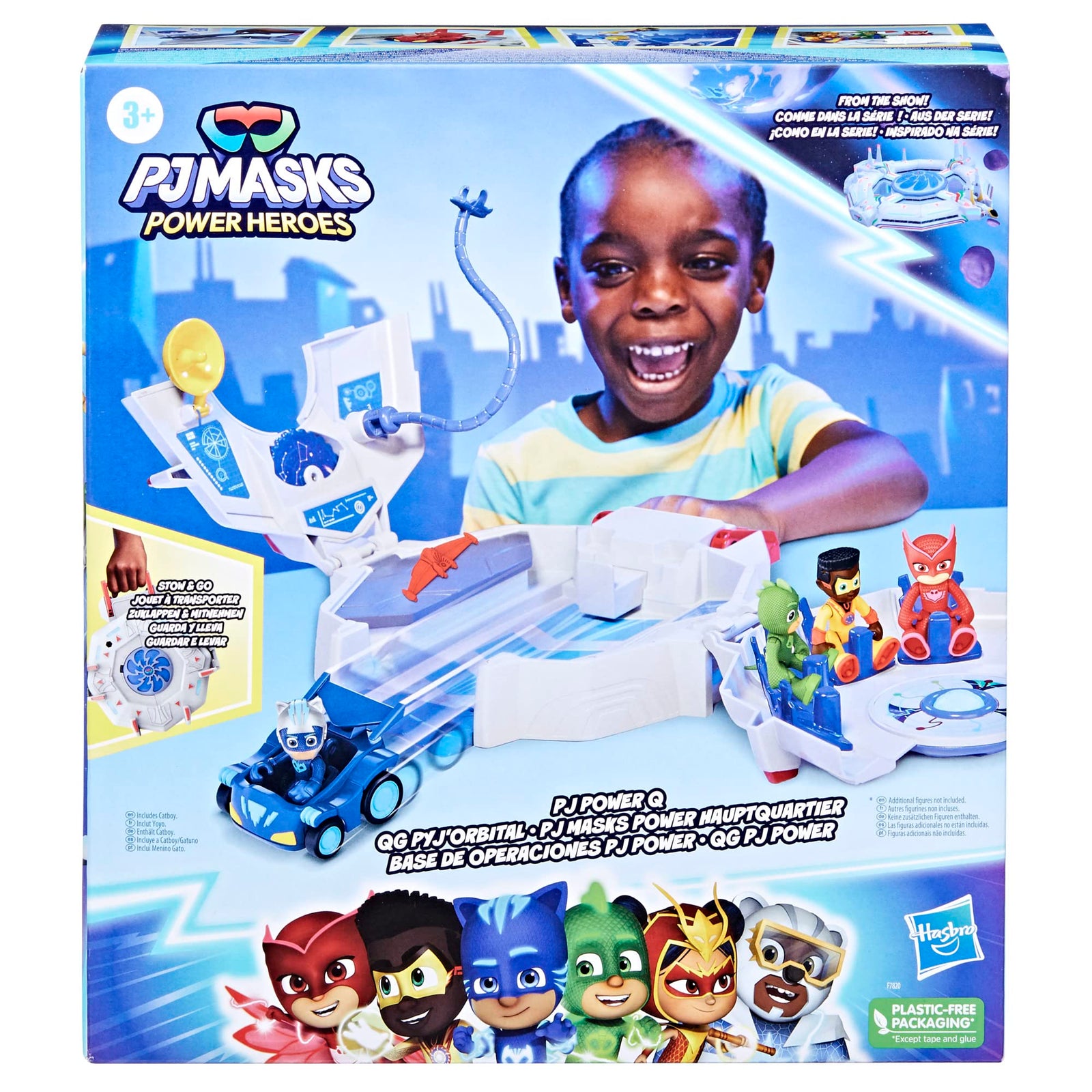 PJ Masks Power Heroes PJ Power Q Playset, PJ Masks Headquarters Set with Car and Figure, Superhero Toys for 3 Year Old Boys and Girls and Up