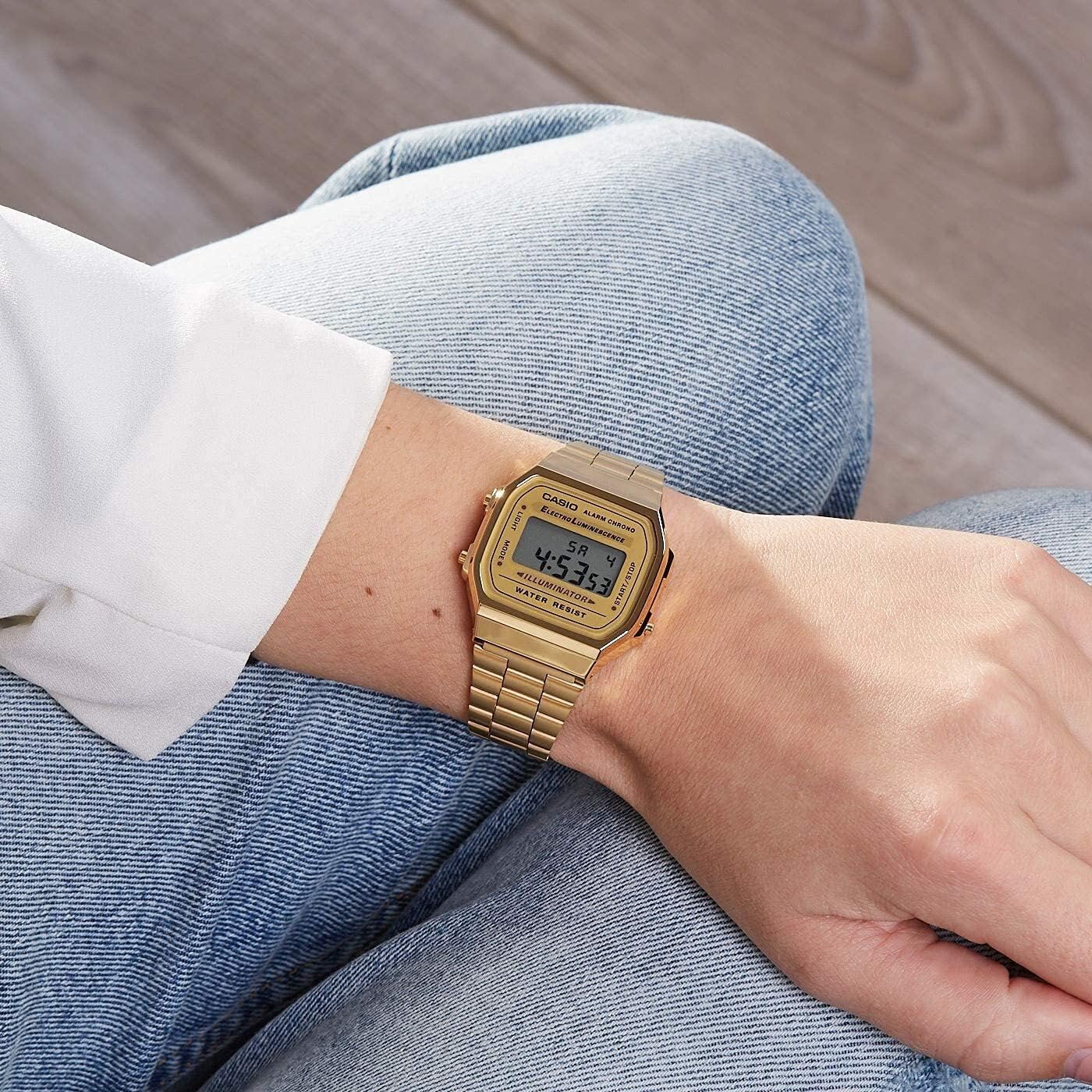 Casio Unisex Watch - A168WG-9WDF Gold Dial, Gold Band