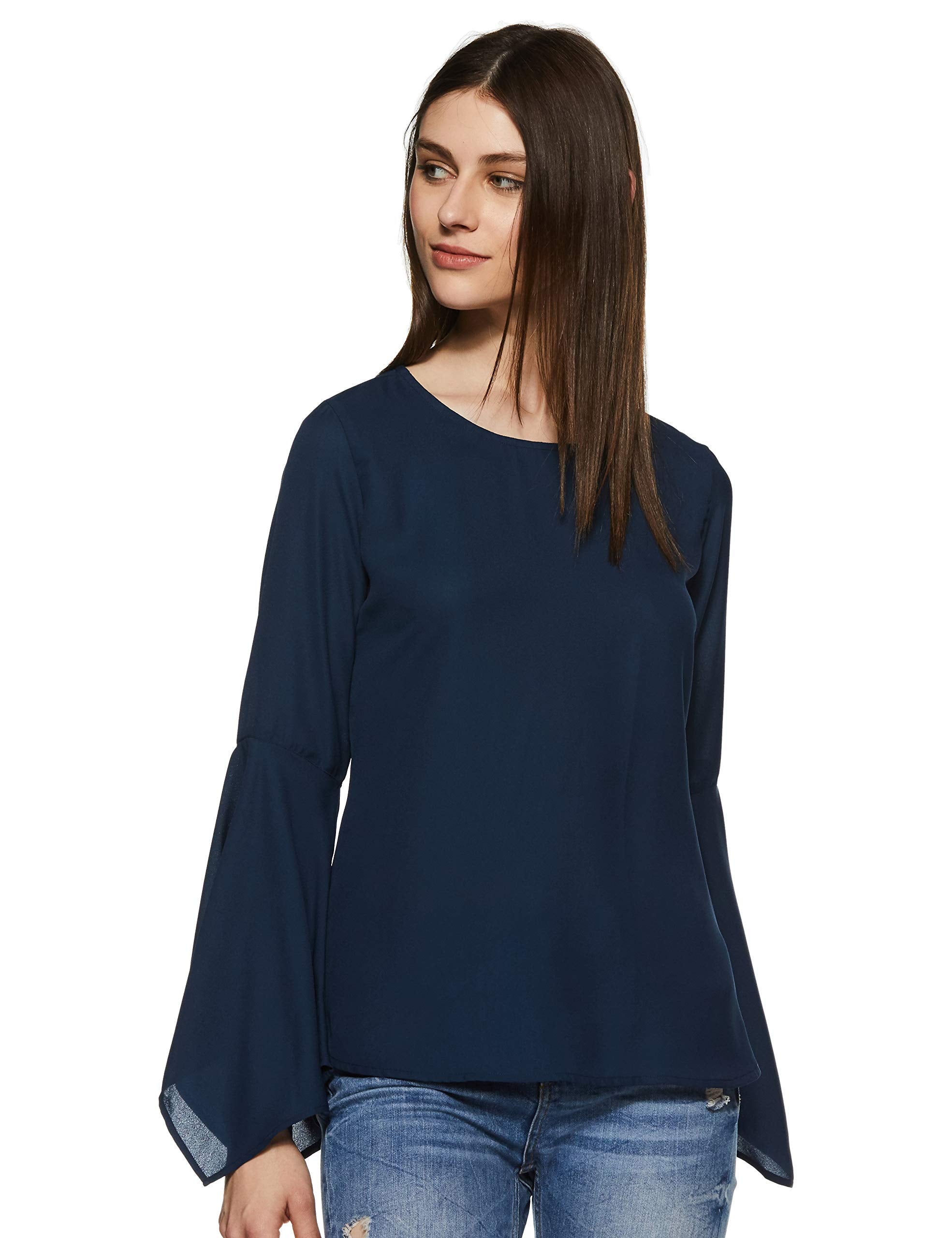 Krave Women's Solid Regular Top.Navy. M