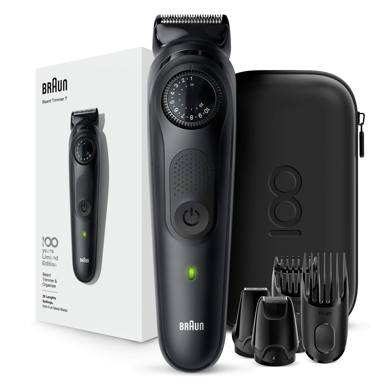 Braun MBBT7, 100 Years Design Edition, Beard Trimmer. Sharp, Fast, Efficient Beard Trimmer and Hair Clipper. With 39 Length Setting Precision Trimming Dial