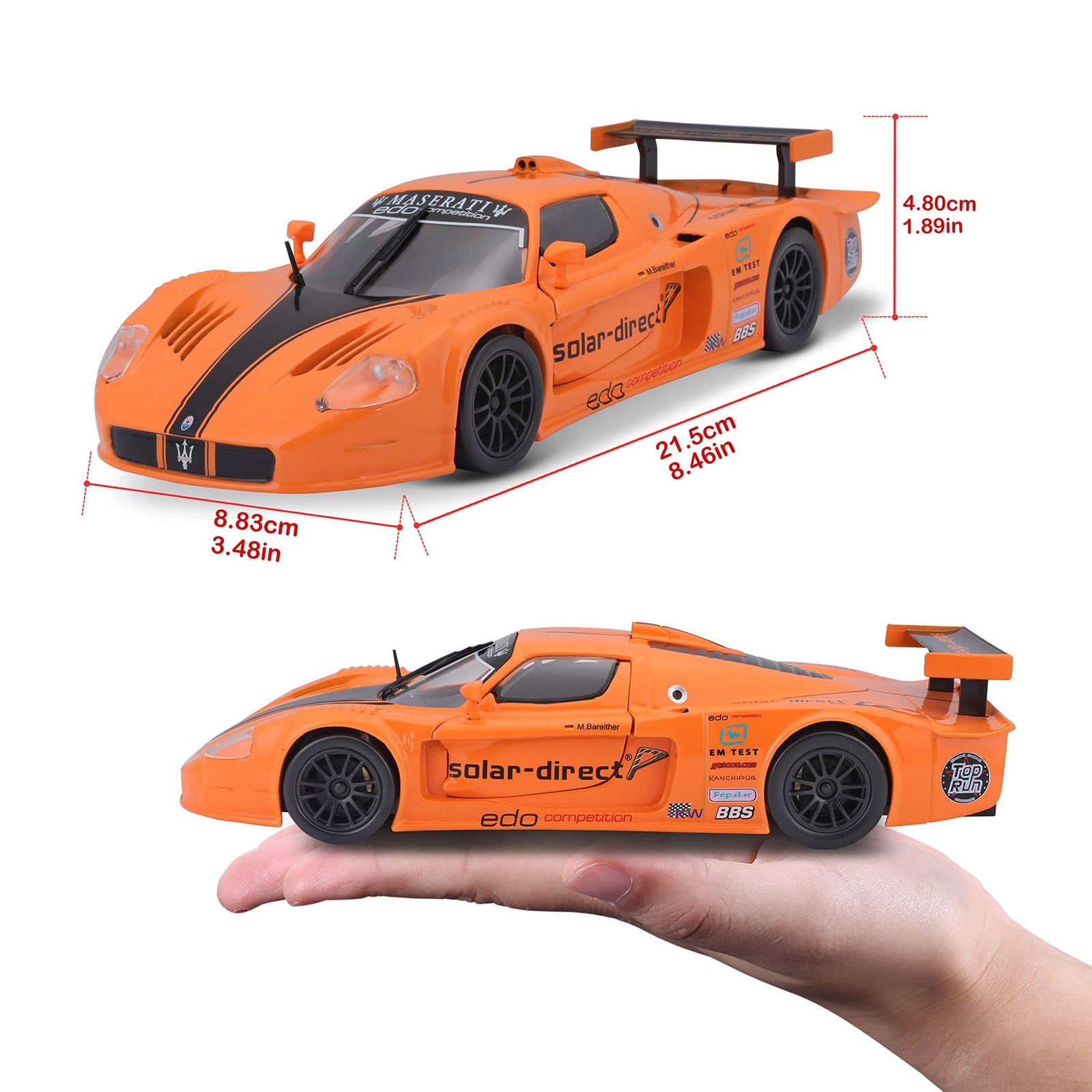 Bburago Maserati MC 12 1:24 Scale Diecast Car – Orange (Yellow 18-21078)