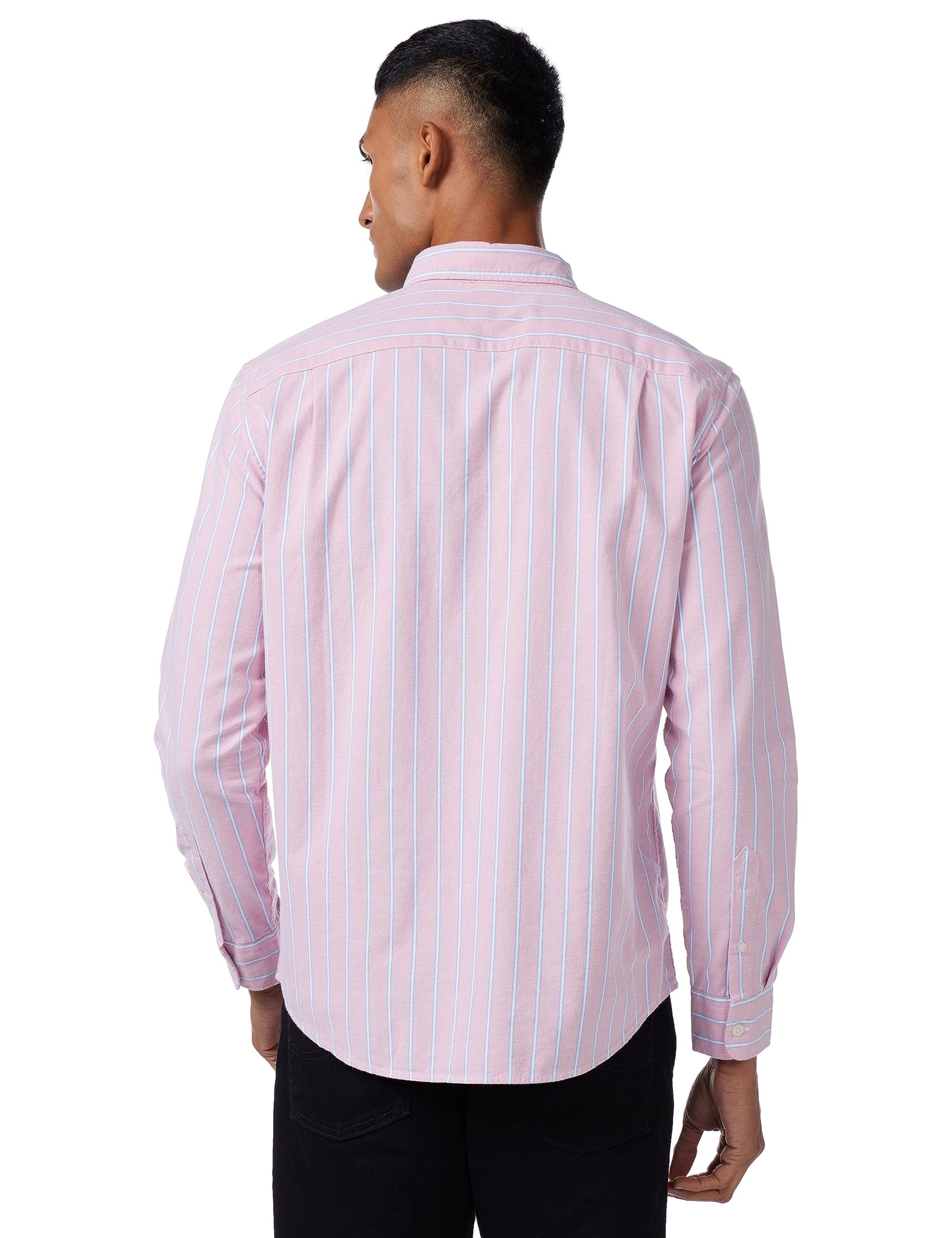 American Eagle Men's Striped Classic Fit Oxford Button-Up Shirt M PINK