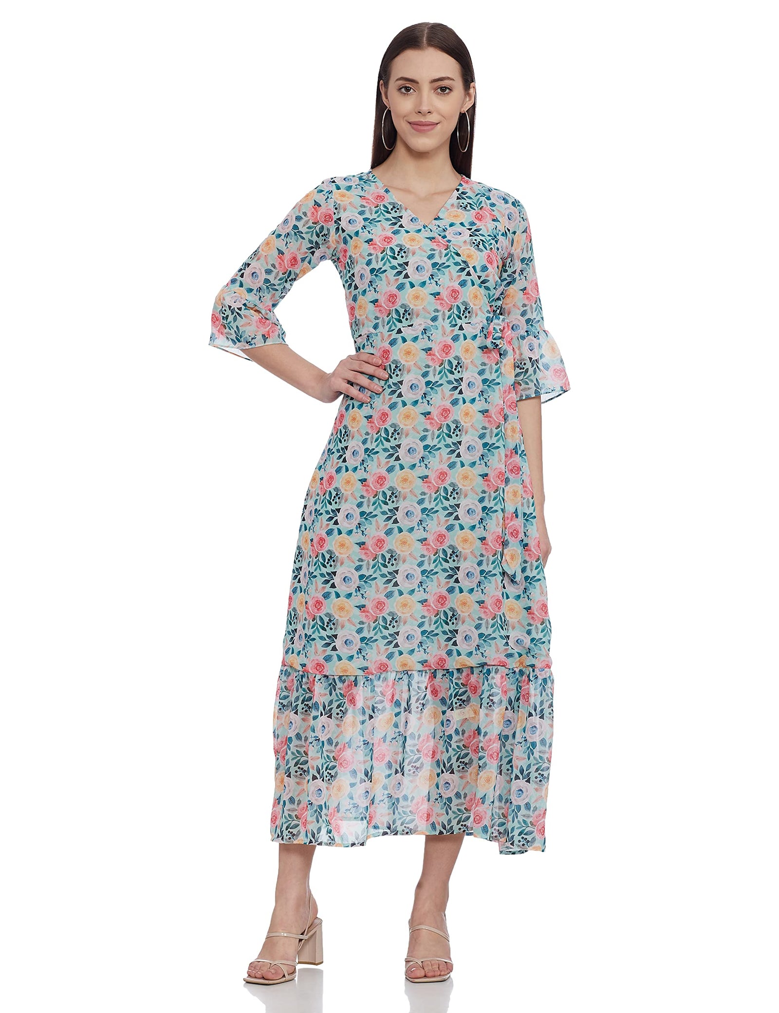 Diverse women's floral print maxi dress