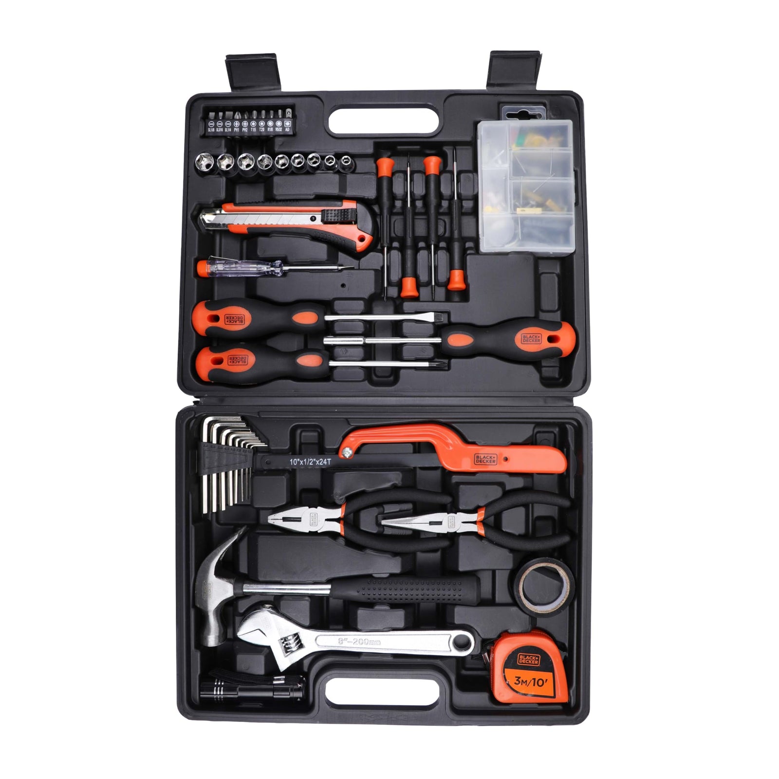 Black & Decker 126 Pieces Hand Tool Kit In Kitbox For Home Diy & Professional USe, Orange/Black