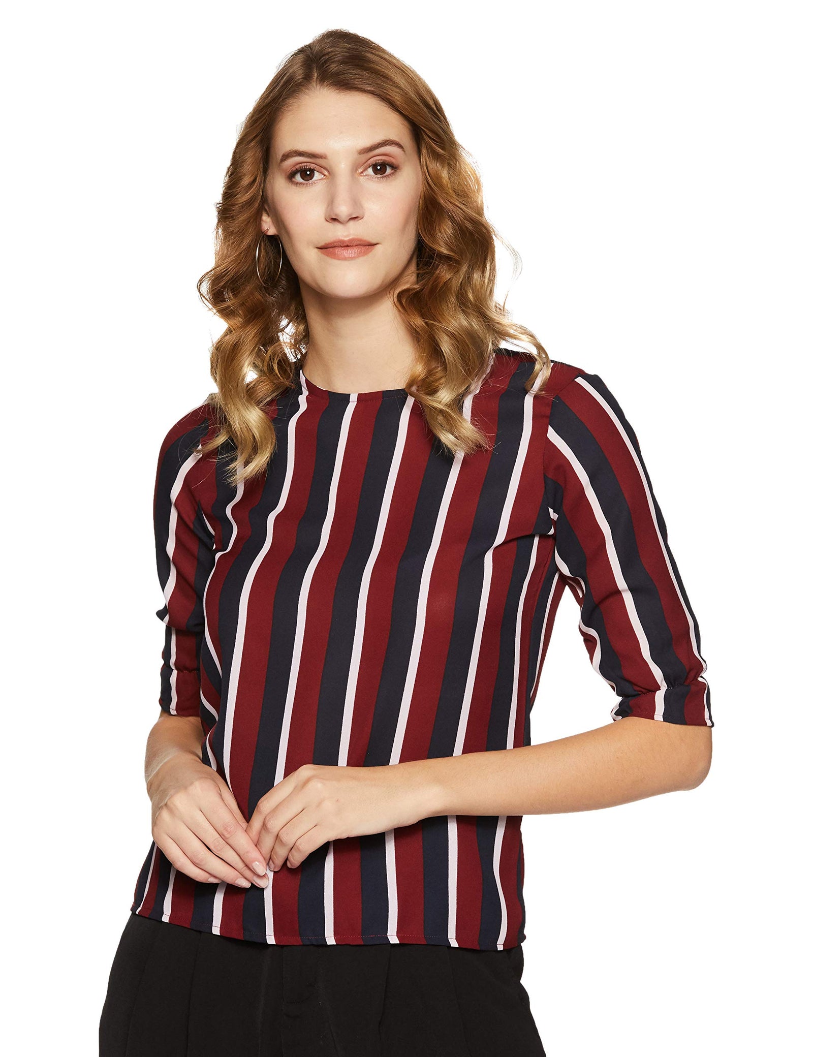 Krave Women Wide Striped Regular Top (Aw18Krave1131)