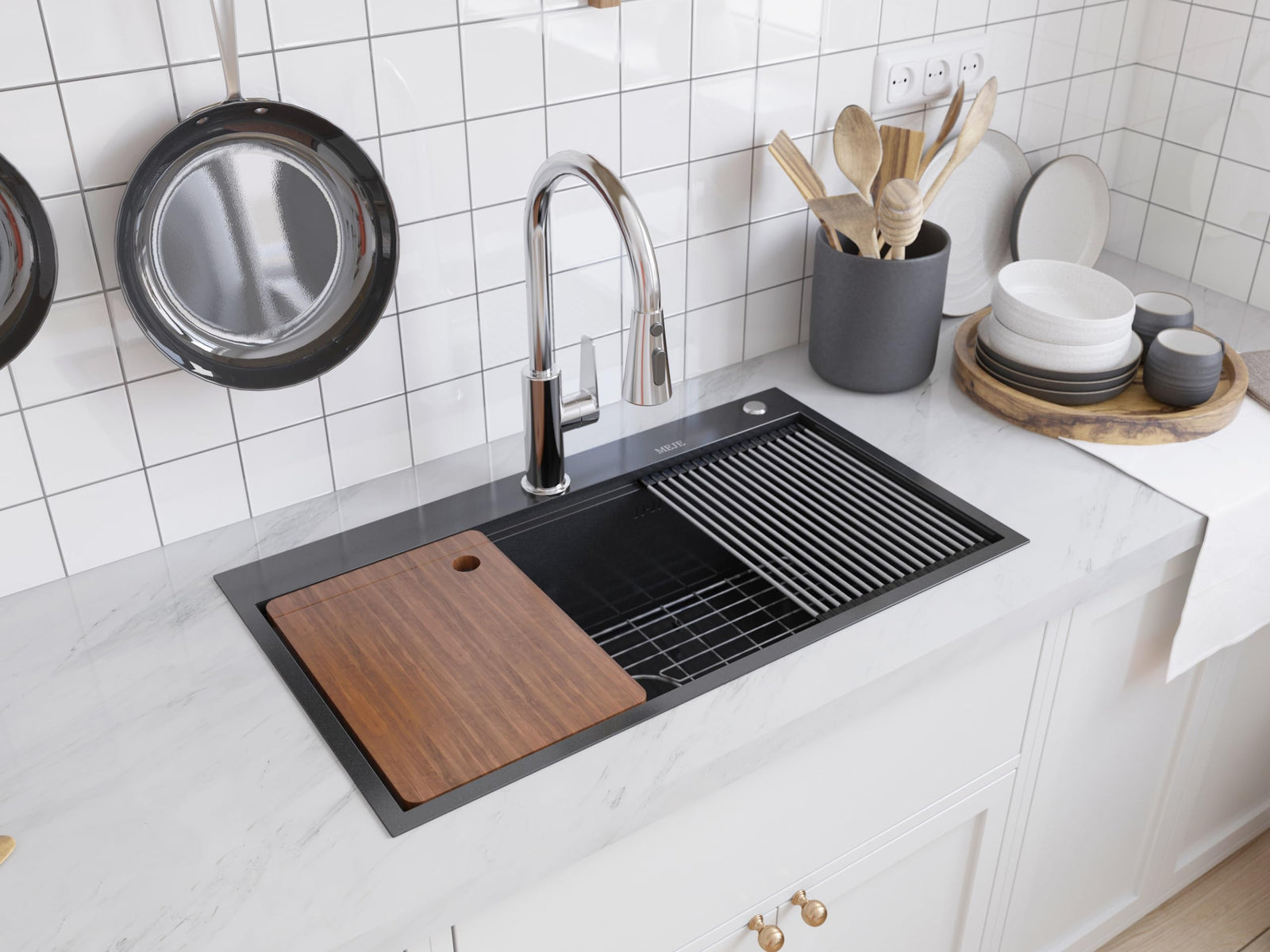 Black Stainless Steel Workstation Kitchen Sink