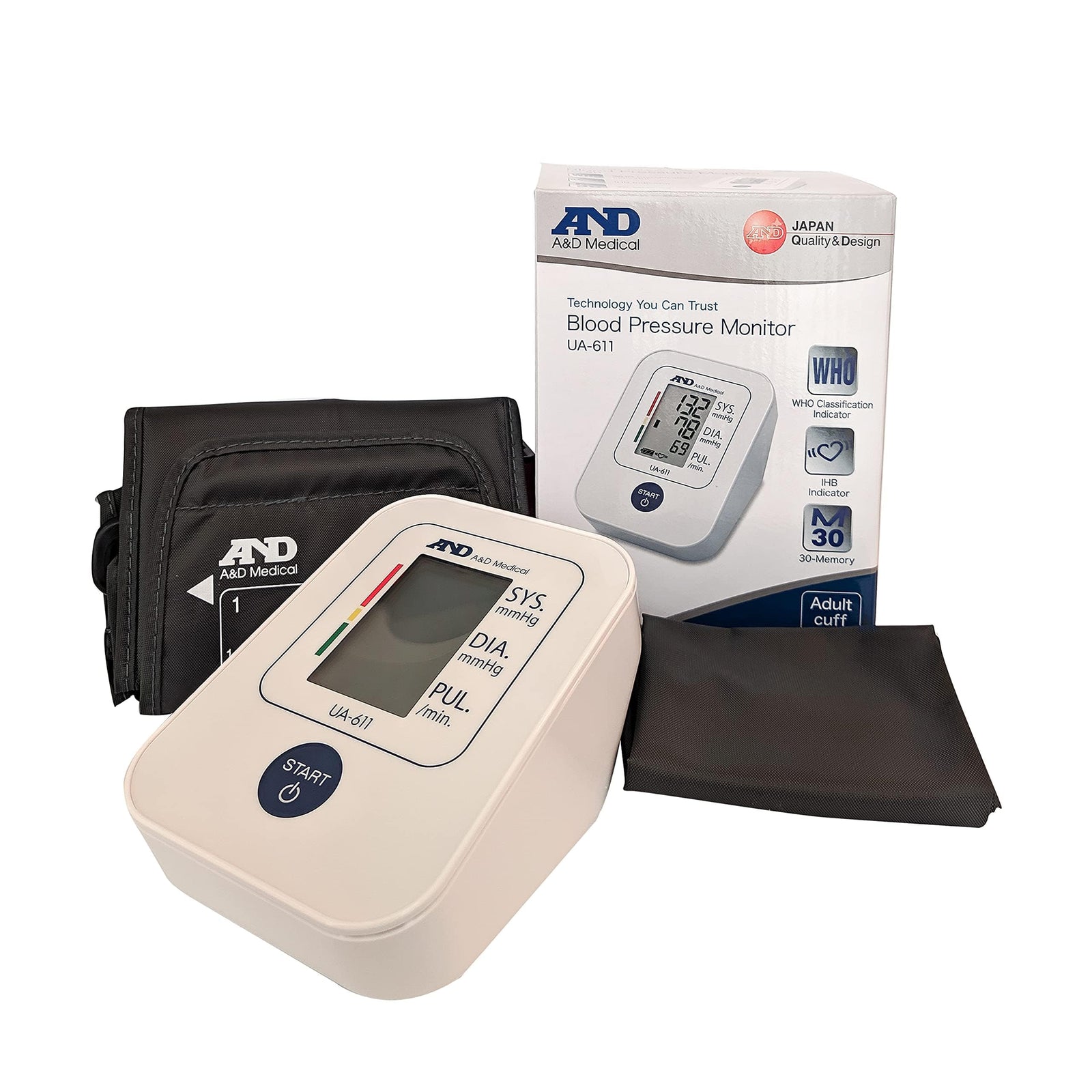 A&D Medical Simple Upper Arm Blood Pressure Monitor, White - Ua611