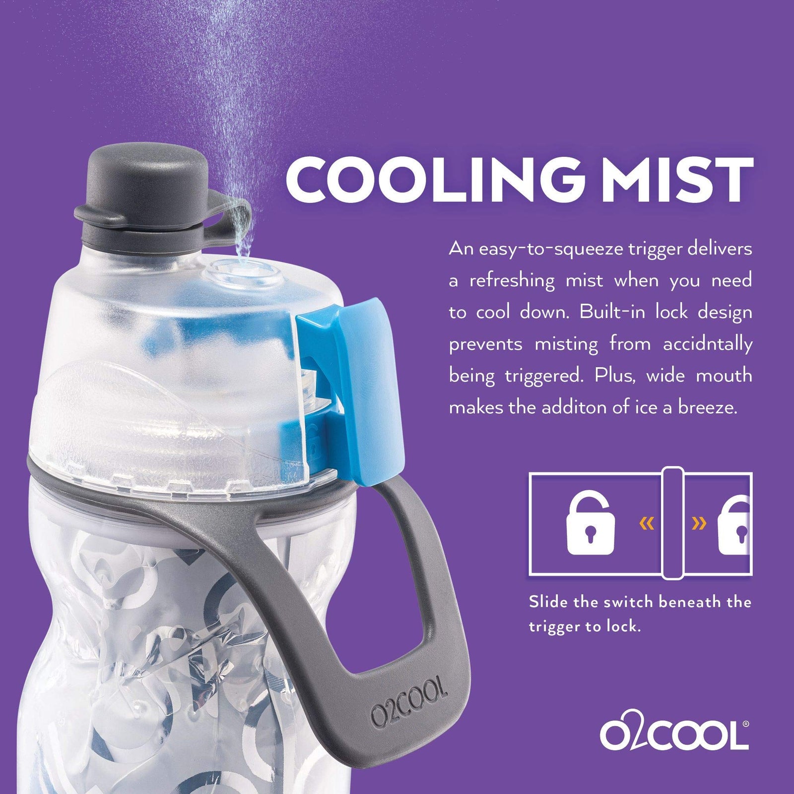 O2COOL Misting Insulated Water Bottle, Mist 'N Sip Sports Series by , 20 oz 20 Ounce HMCDP31SB1