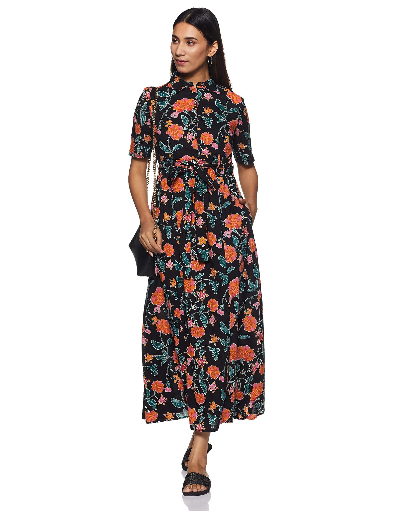 Amazon Brand - Myx Women's Printed A-Line Half sleeves Kurta Dress (SS20MYXCORE01)