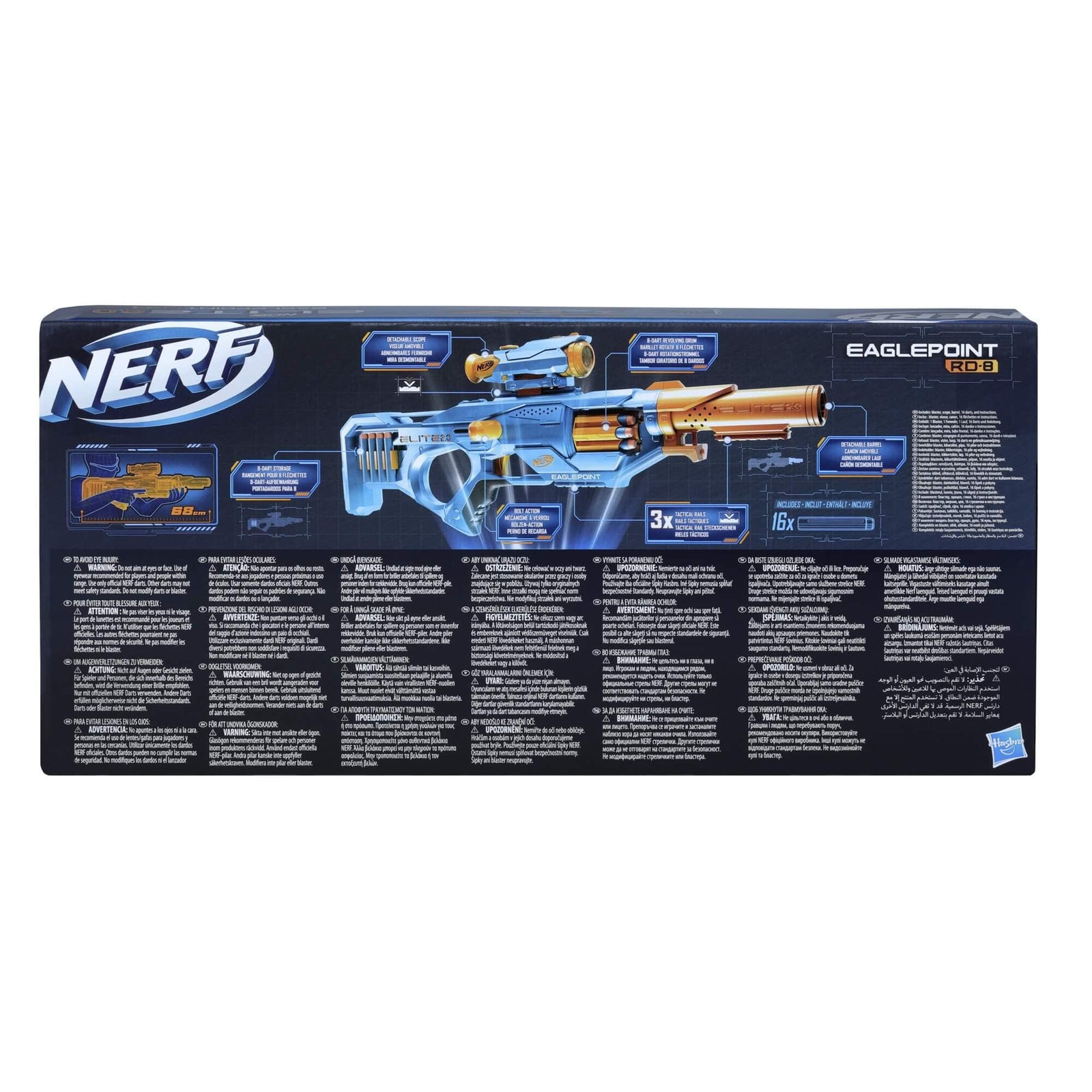 Nerf Elite 2.0 Eaglepoint RD-8 Toy Blaster, With Detachable Scope and Barrel, 16 Nerf Darts, Toy for Kids,Teens and Adults, Outdoor kids toy for boys, birthday gift toy for kids Ages 8+