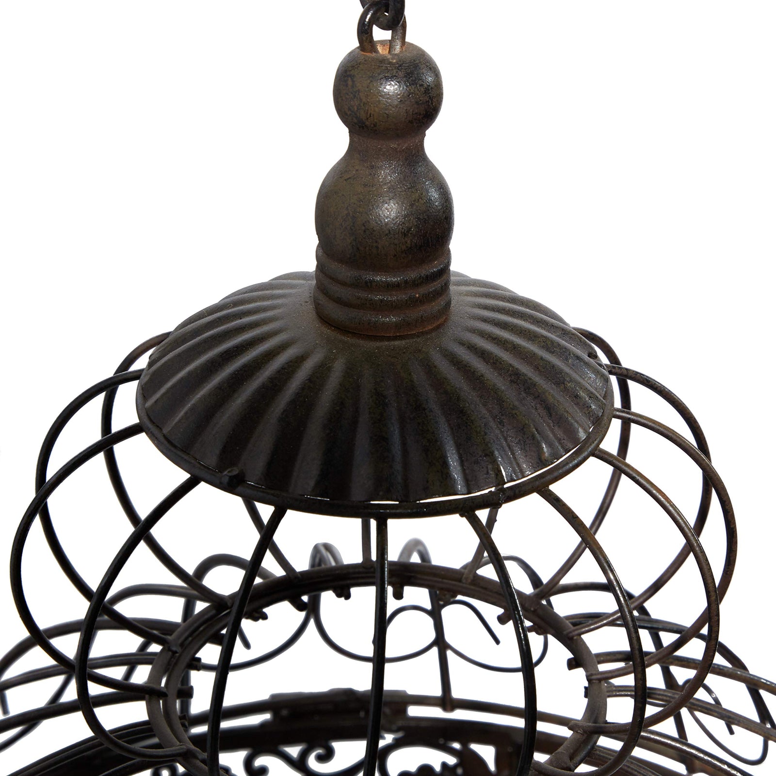 Deco 79 Metal Abstract Birdcage with Latch Lock Closure and Top Hook, 14