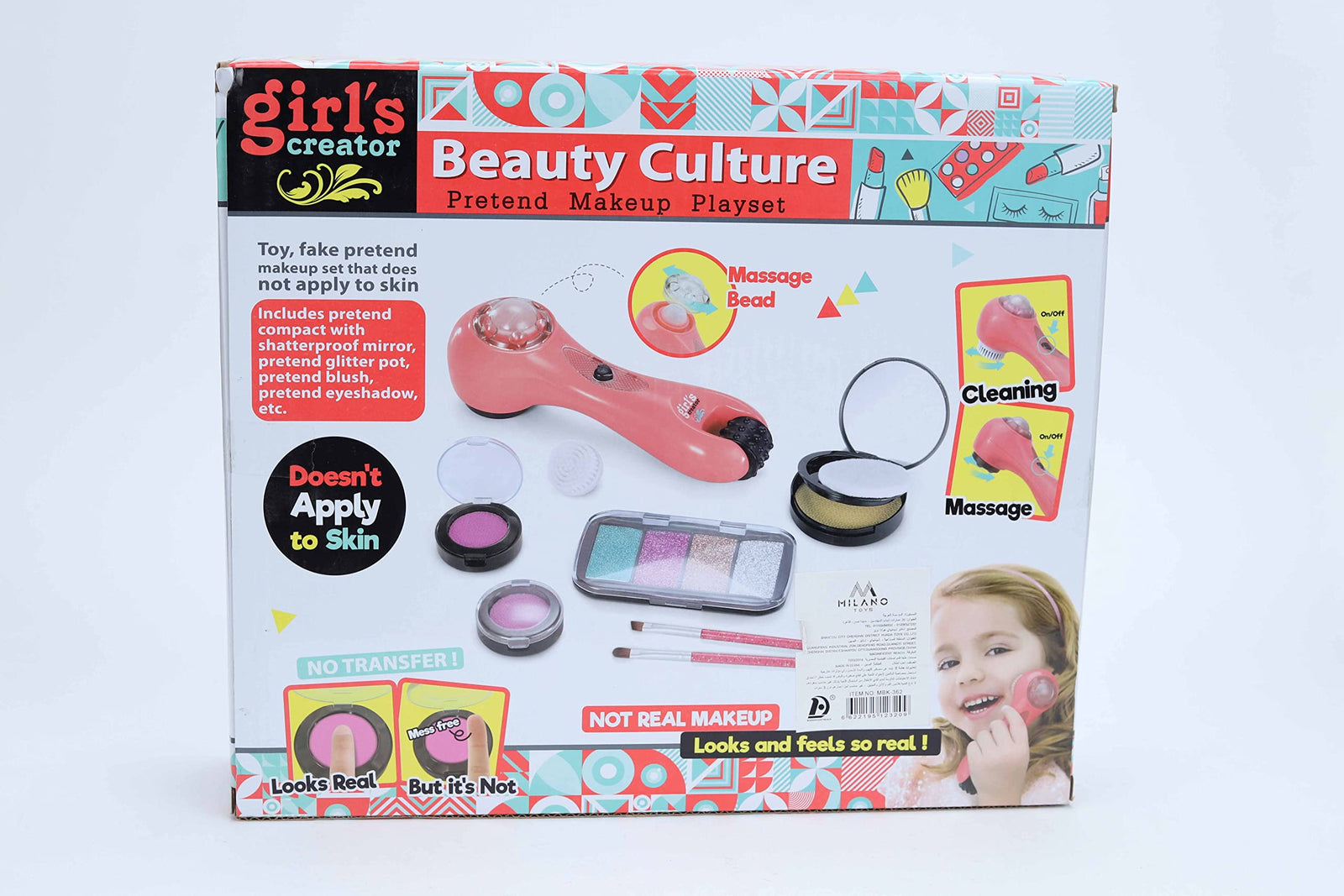 Pretend makeup playsets - beauty culture makeup kit for girls- massage tools + skin care tools