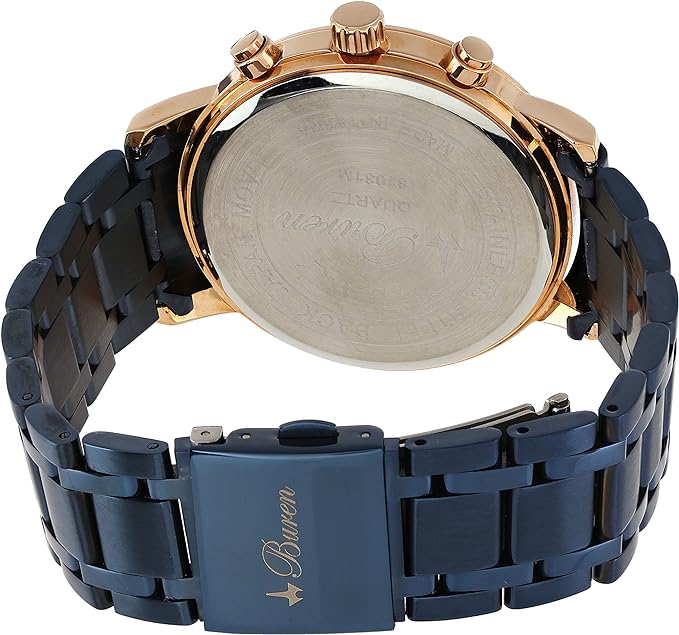 Buren Watch for Men, Quartz Movement, Analog Display, Blue Stainless Steel Strap-BU81031M