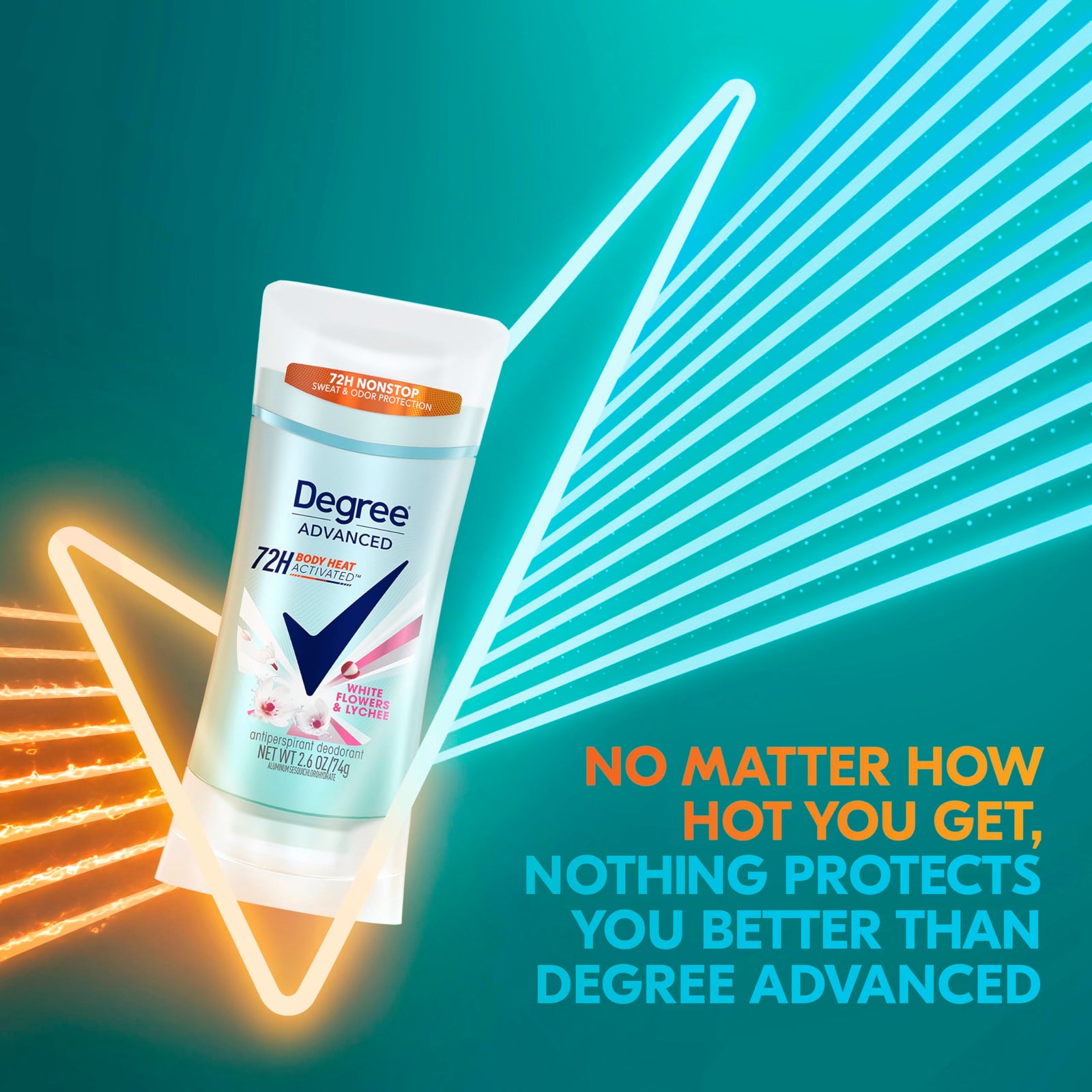 Degree Advanced Antiperspirant Deodorant 72-Hour Sweat & Odor Protection White Flowers & Lychee Antiperspirant for Women with MotionSense Technology 2.6 oz