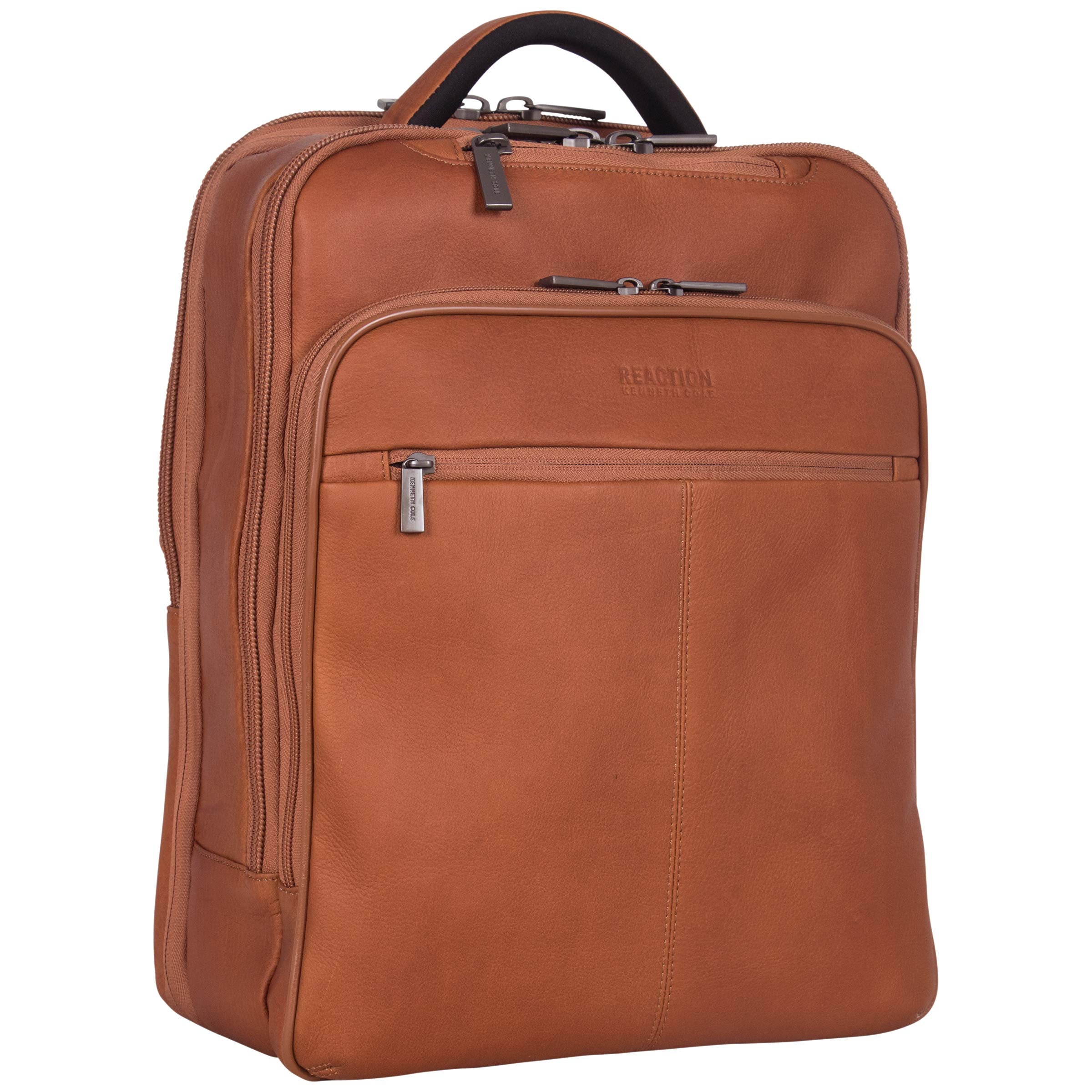 Kenneth Cole Reaction Manhattan Colombian Leather Slim 16" Laptop Checkpoint-Friendly Anti-Theft RFID Business Backpack