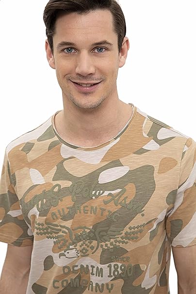 U.S. Polo Assn. Camouflage-Pattern Logo-Print Round-Neck T-Shirt for Men