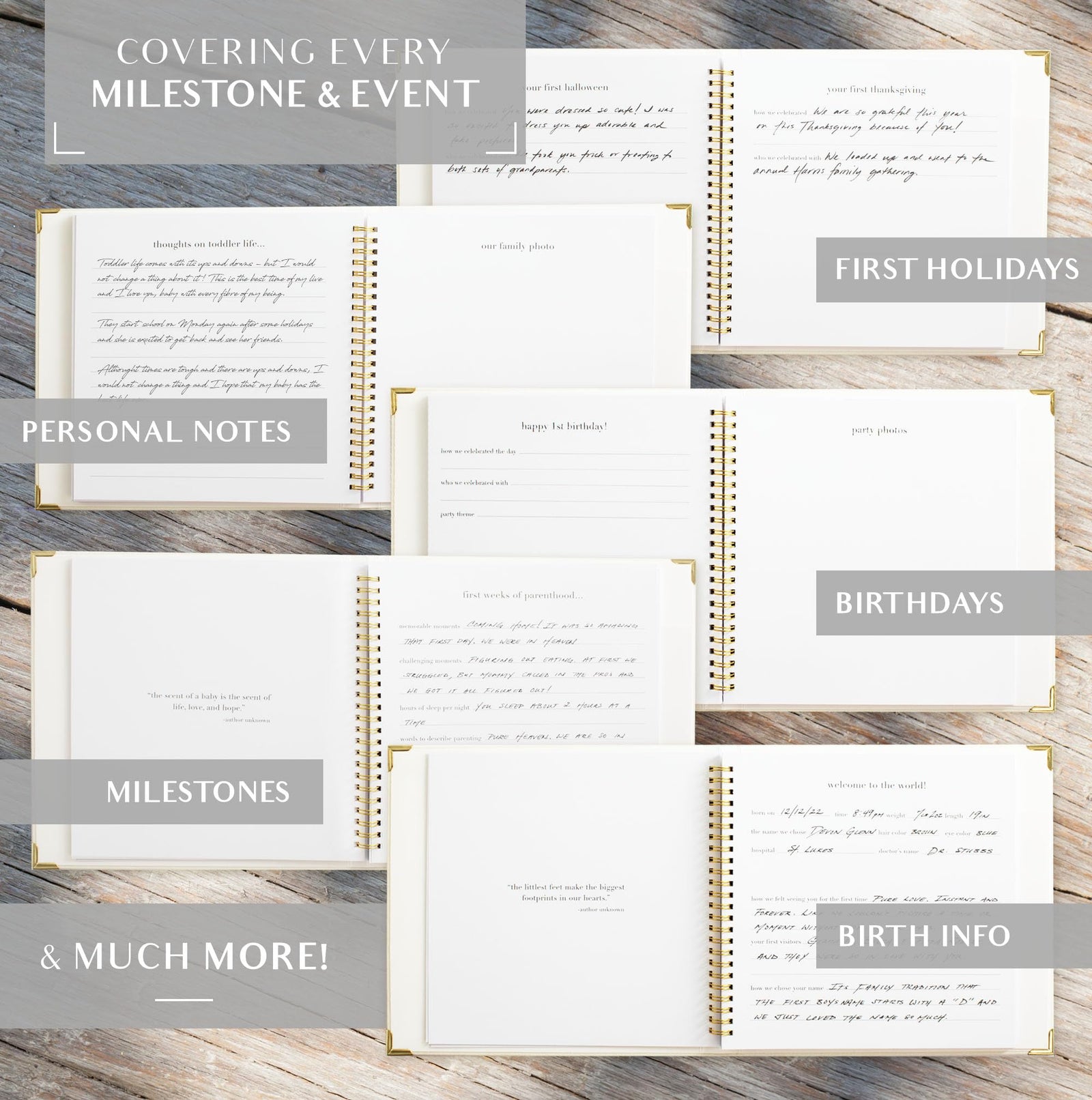 Keepsake Baby Memory Book for Boys and Girls – Timeless First 5 Year Baby Book – Gender Neutral Beige Baby Journal Scrapbook or Photo Album - A Milestone Book to Record Every Event from Birth to Age 5