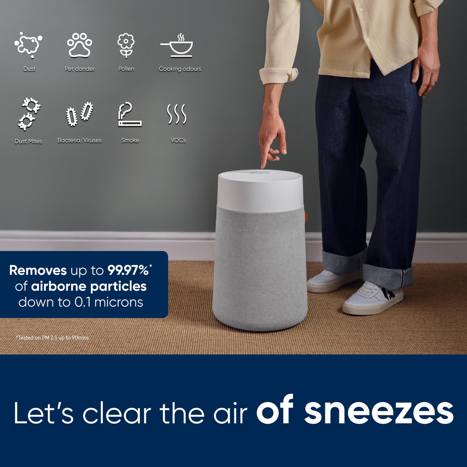 Blueair – Blue Max/Pure 3350i, Smart Air Purifier, Air Quality Sensor, HEPASilent Filter UpTo 86m² Room Removes 99.97% Pollen, Dust, Mould, Bacteria, Viruses|Activated Carbon Reduces VOCs, Odours