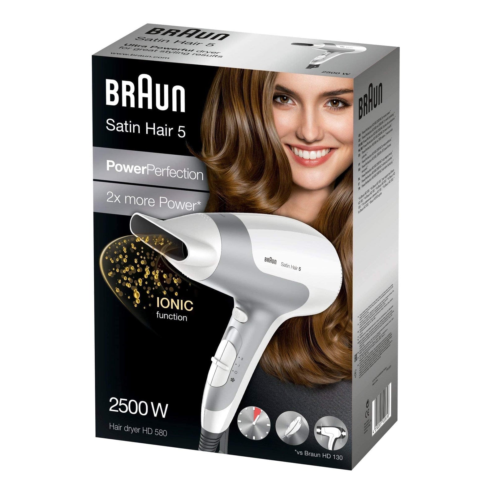 Braun Satin Hair 5 HD580 Power Perfection dryer – Ionic. Ultra Powerful. Lightweight.