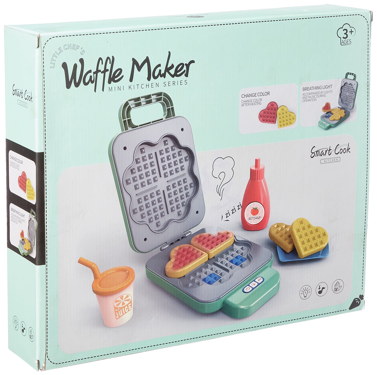 LITTLE CHEF WAFFLE MAKER LIGHT - MUSIC - EYE MINI KITCHEN SERIES 8 PCS