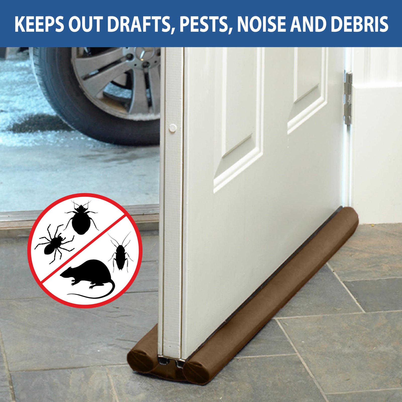 Twin Draft Guard Door Draft Stopper ,Original Door Draft Stopper, Single, Brown Year-Round Insulator, Trademarked and Patented Under Door Draft Stopper