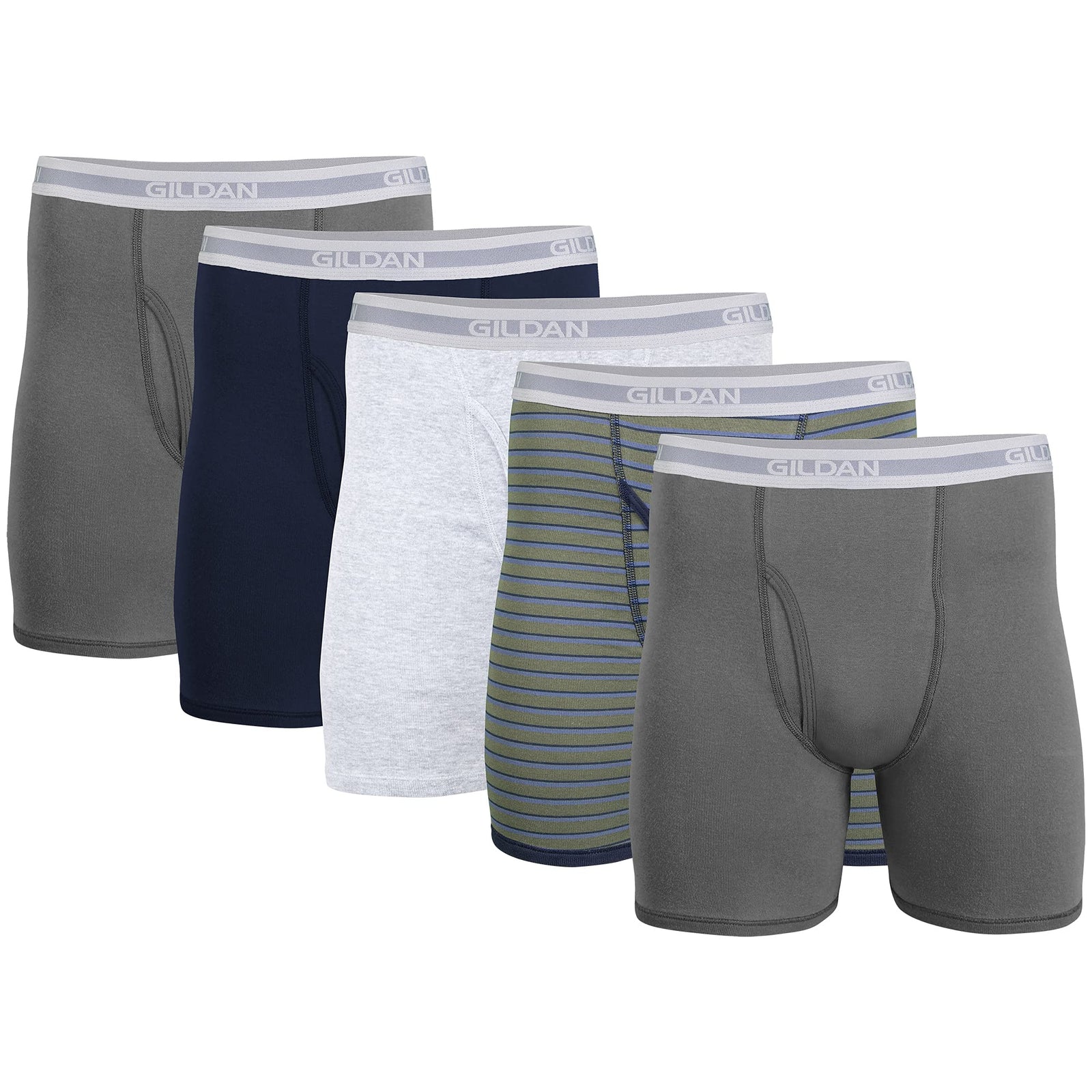 Gildan mens Gildan Men's Regular Leg Boxer Briefs, Multipack Boxer Briefs (pack of 5)