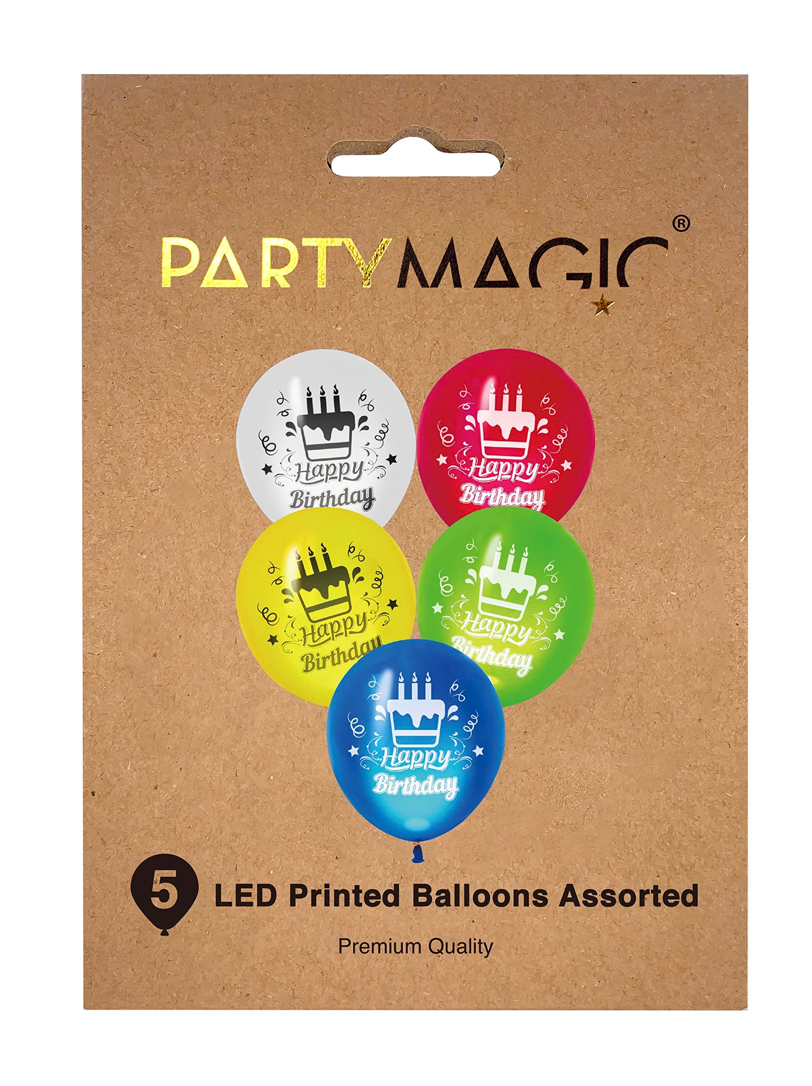 Party Magic 5 LED Printed Balloons Assorted