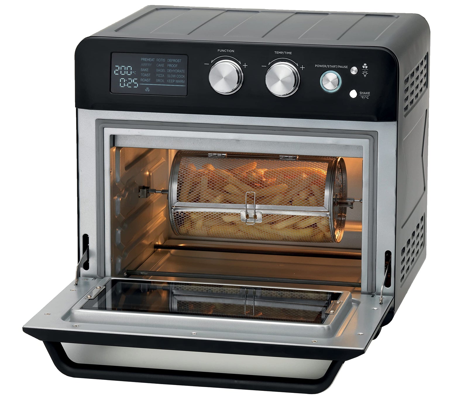 Kenwood 2-in-1 25L Toaster Oven+Air Fryer - Oven Toaster Grill with Large Capacity, Rotisserie Function for Frying, Roasting, Grilling, Broiling, Baking, Browning, Defrosting,Heating MOA25.600BK Black