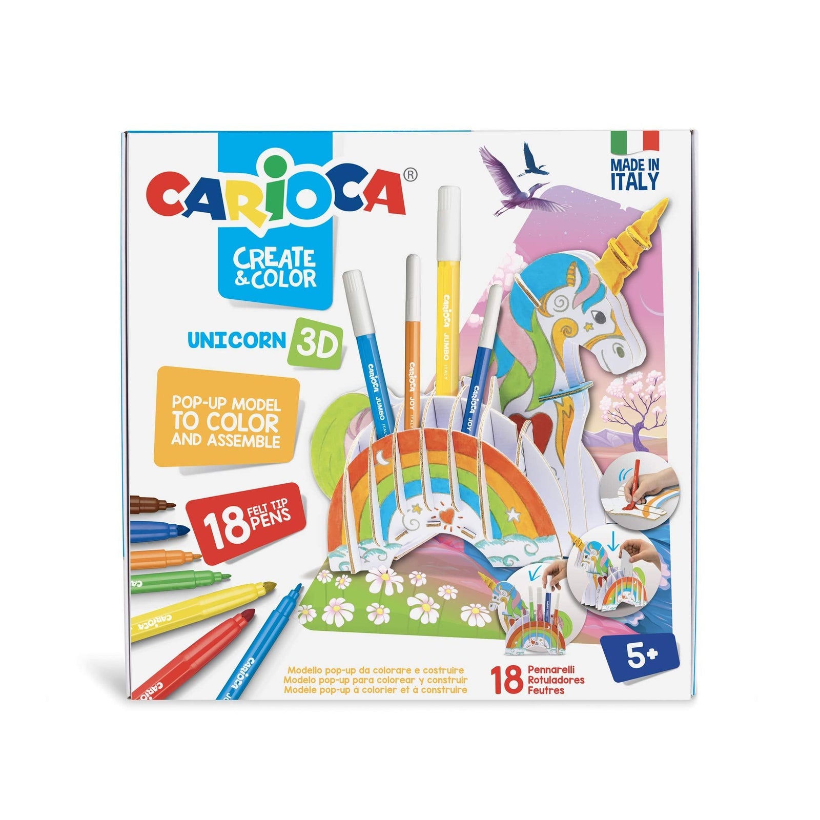 Carioca create and color unicorn 3d with 18 felt tip prns