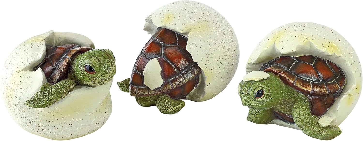 Design Toscano QM2562500 Out Of The Shell Baby Turtle Triplet Statues,Full Color