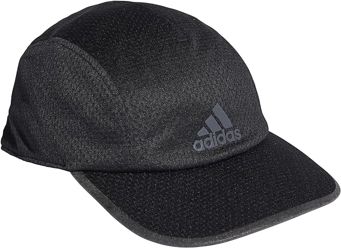 Adidas Aeroready Runner Mesh Front-Logo Curved Brim Unisex Sports Cap - Black, One Size