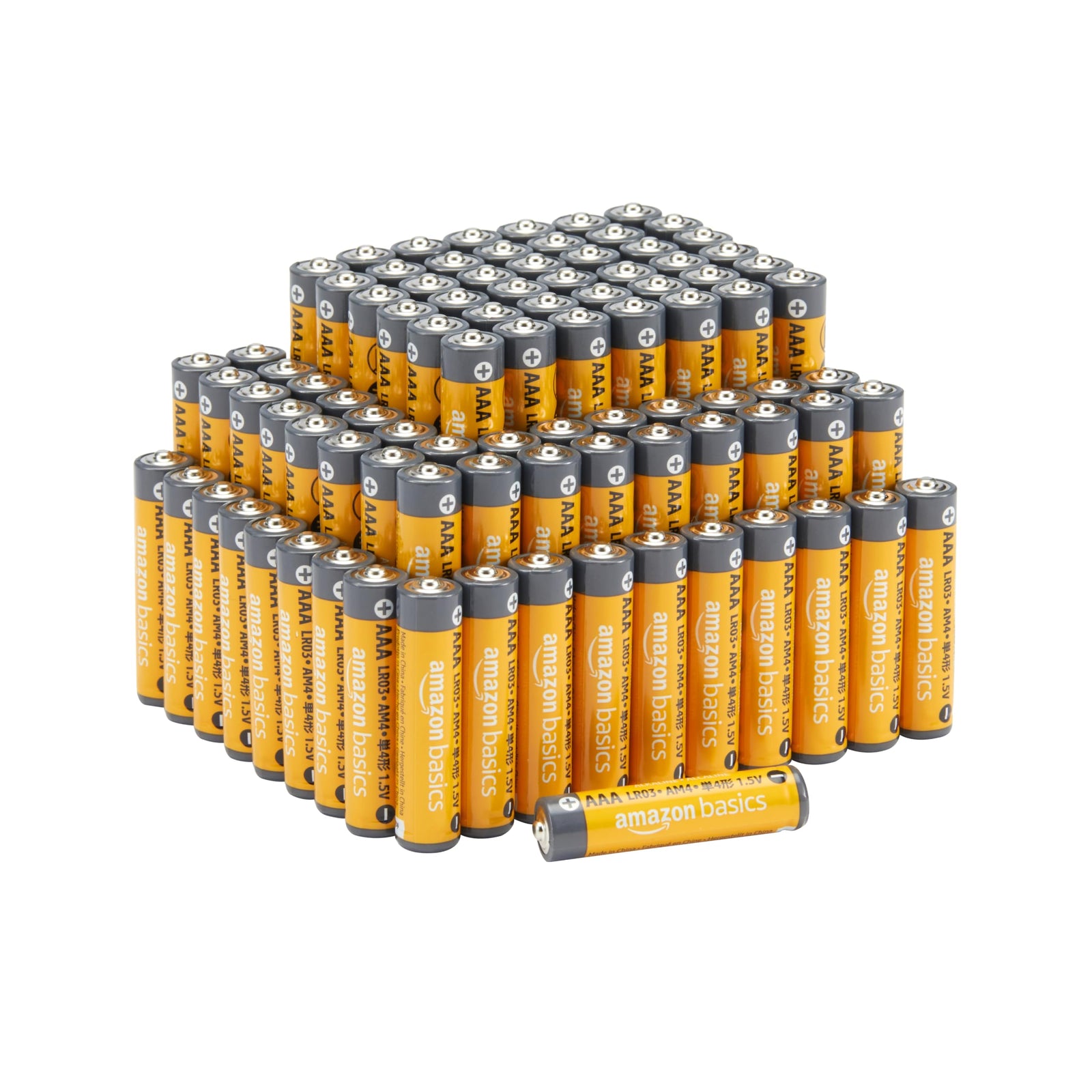 100-Pack AAA Alkaline High-Performance Batteries, 1.5 Volt, 10-Year Shelf Life