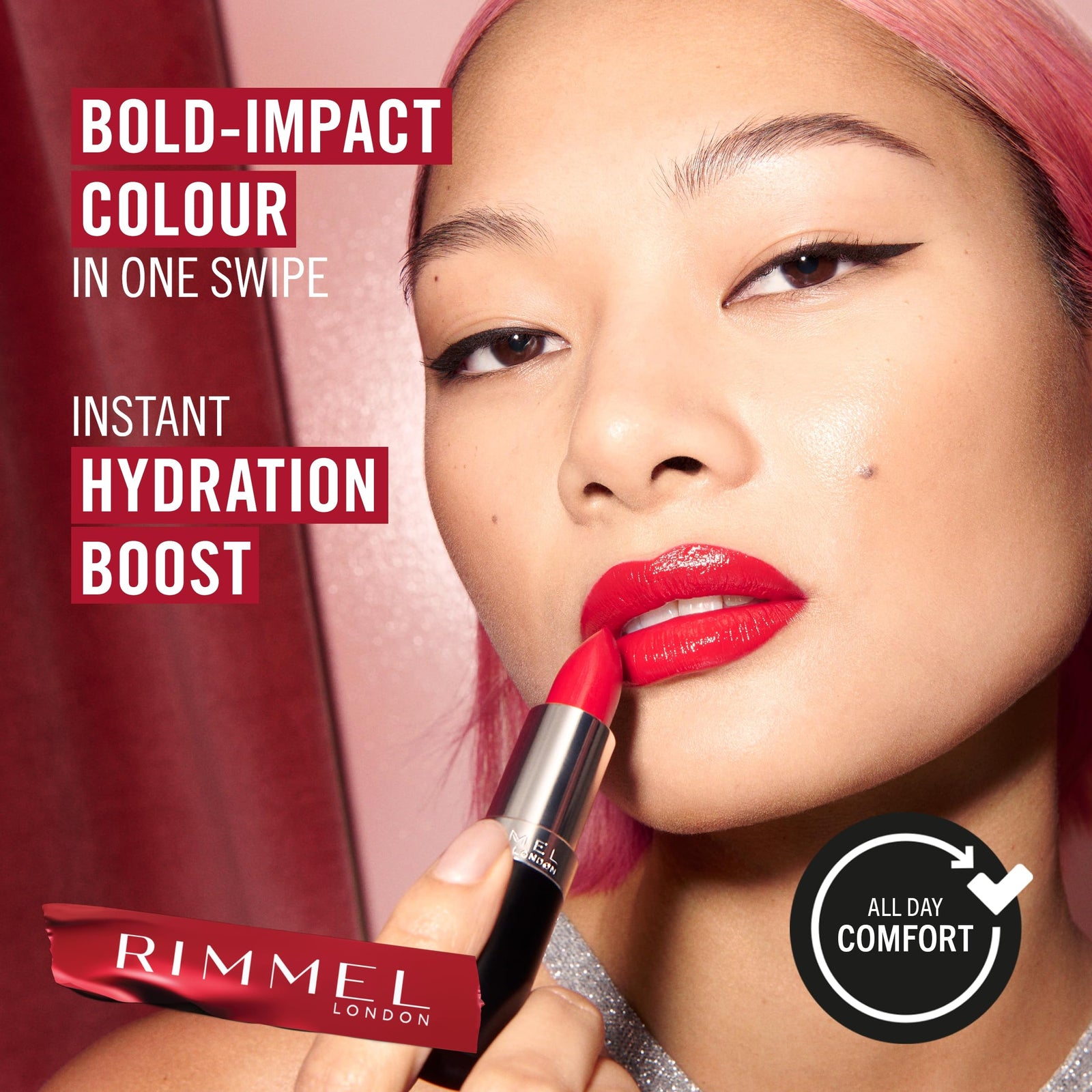 Rimmel London Lasting Finish, 058 Drop Of Sherry, Satin Lipstick, Long-Lasting, Satin Finish, Rich Colour, Moisturising, Vegan Formula, 4g