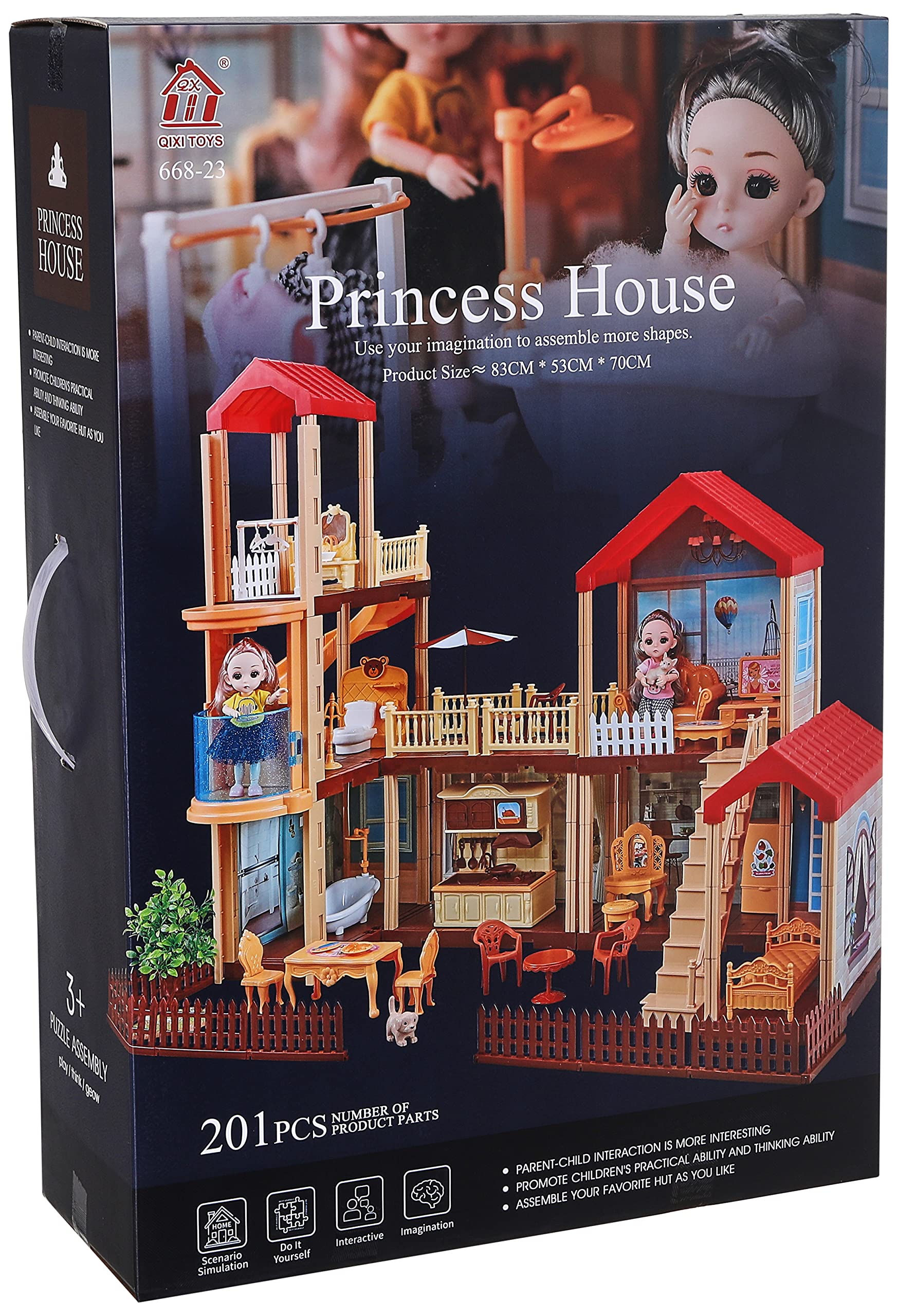 QIXI TOYS Princess House Building Set - 245 Pieces, 3+ Years