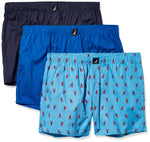 Nautica mens Cotton Woven 3 Pack Boxer Boxer Shorts.Sea Cobalt/Peacoat/Lobsteraero Blue.M