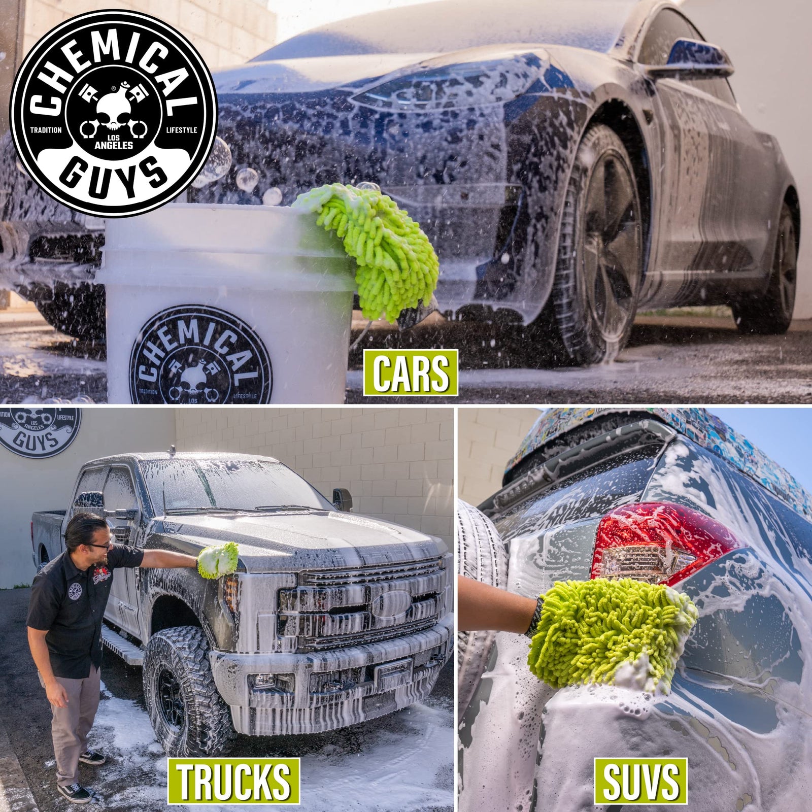 Chemical Guys MIC493 Chenille Premium Scratch-Free Microfiber Wash Mitt, Lime Green, 9.6