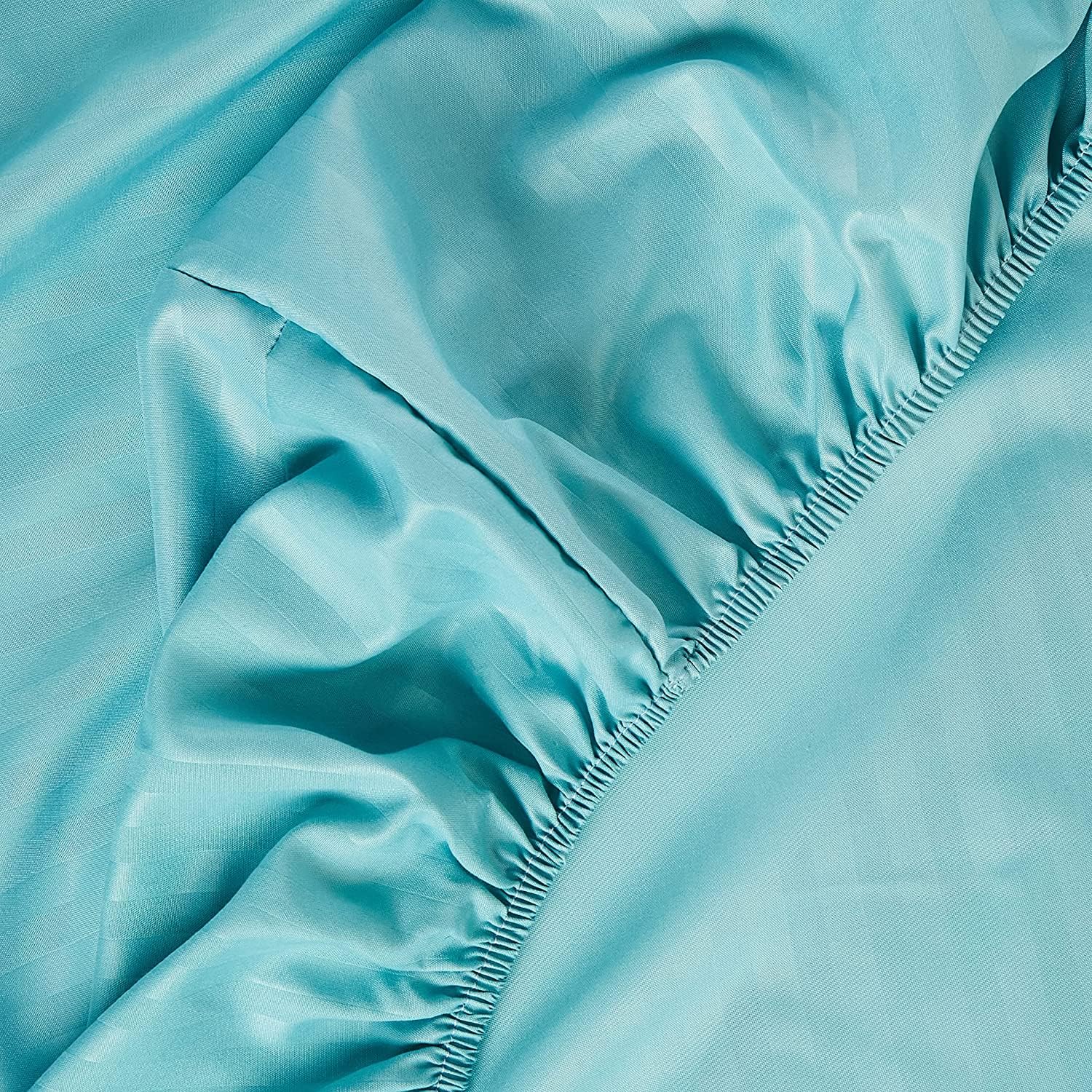 Hotel Linen Klub DEYARCO Soft Comfort Stripe Microfiber Aqua Fitted Sheet Double 120 X 200 Cm