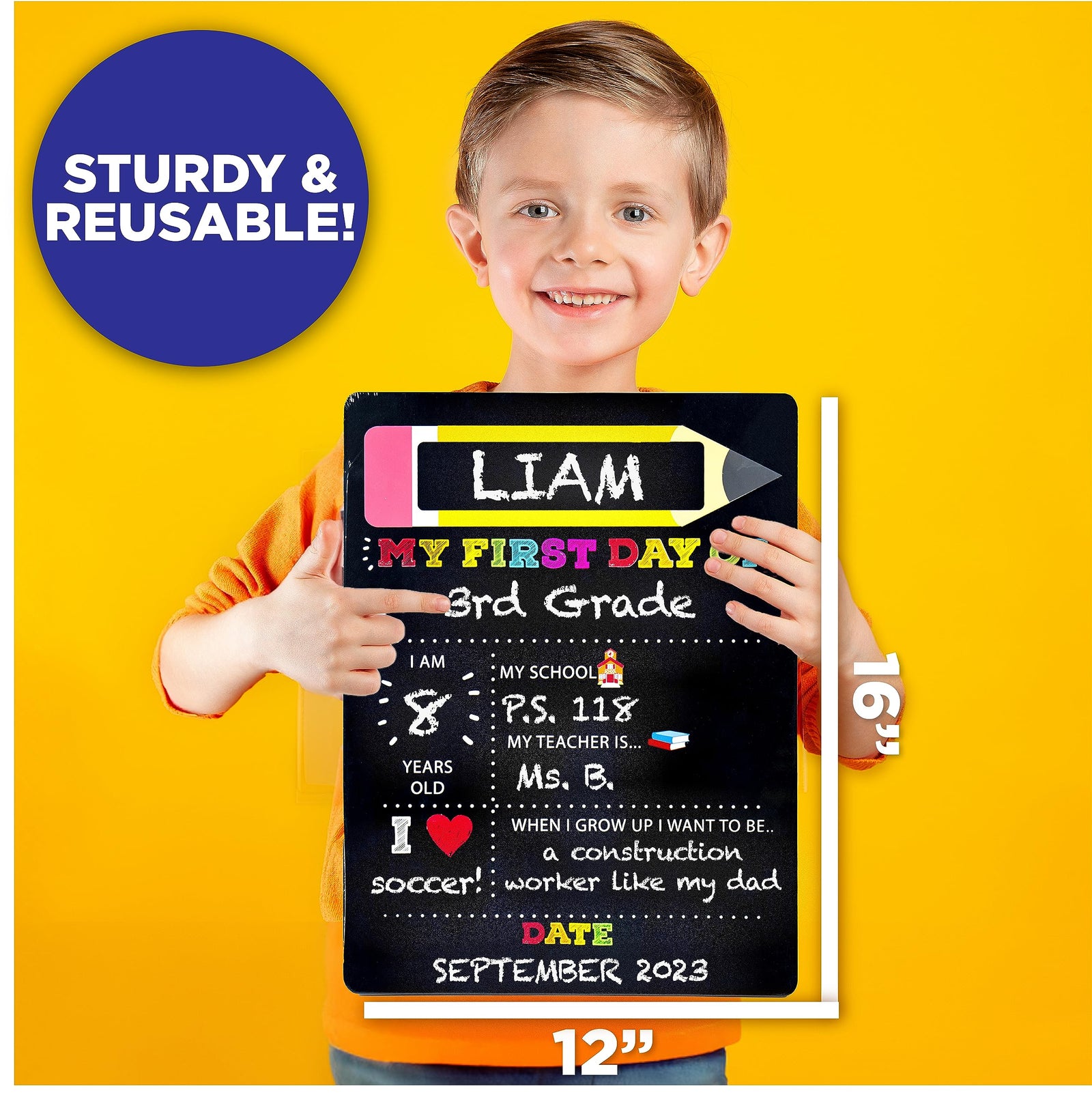 Horizon Group USA My First & Last Day of School Wooden Chalk Board, 12 X 16 Photo Prop Reusable Easy to Clean Chalkboard Sign. Back Essential