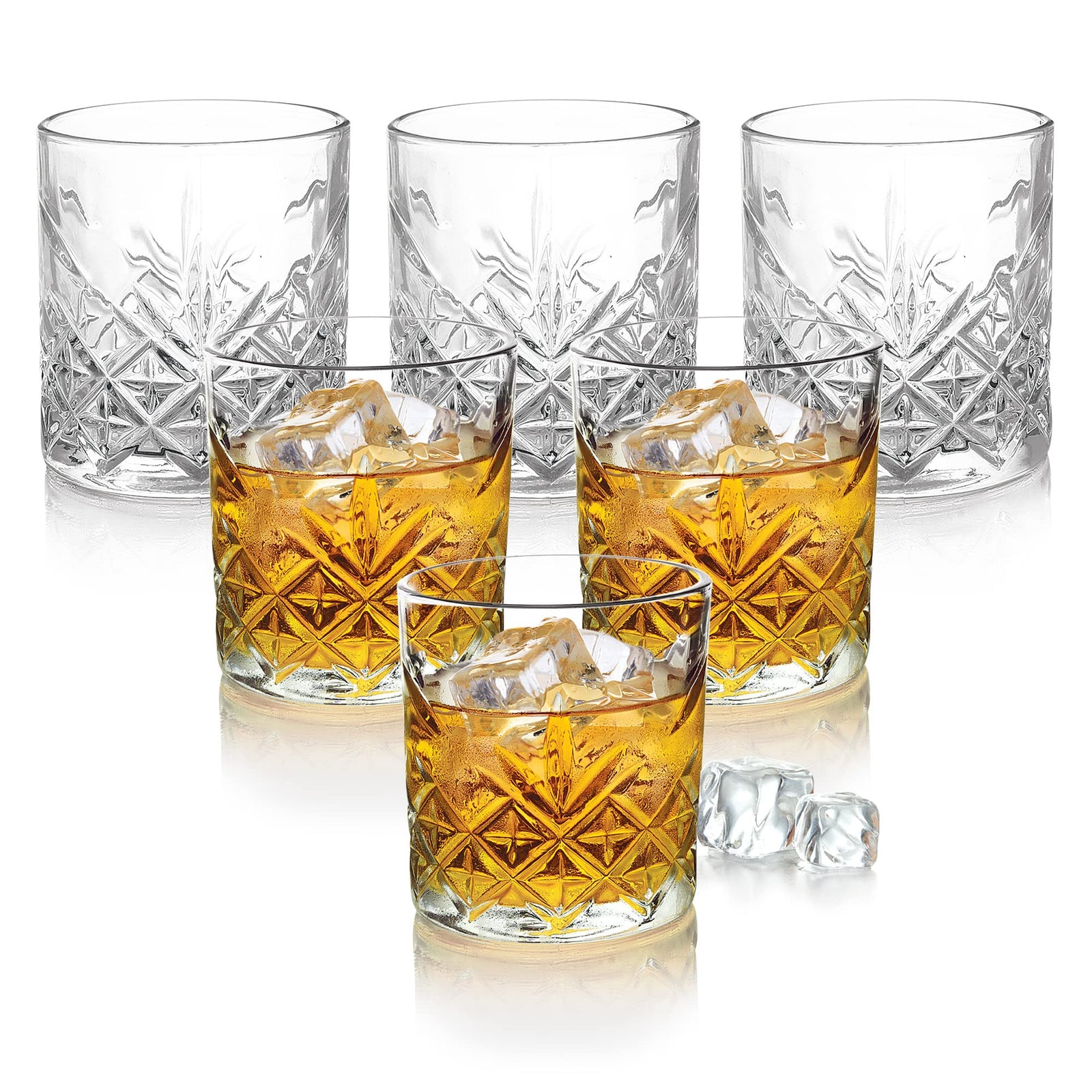 Treo by Milton Barley 340 Whiskey Glass Tumbler, Set of 6, 340 ml Each, Transparent