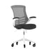 Flash Furniture BL-X-5M-WH-BK-RLB-GG Swivel Office Chair w/ Mid Back & Roller Wheels - Black Mesh Back & Seat