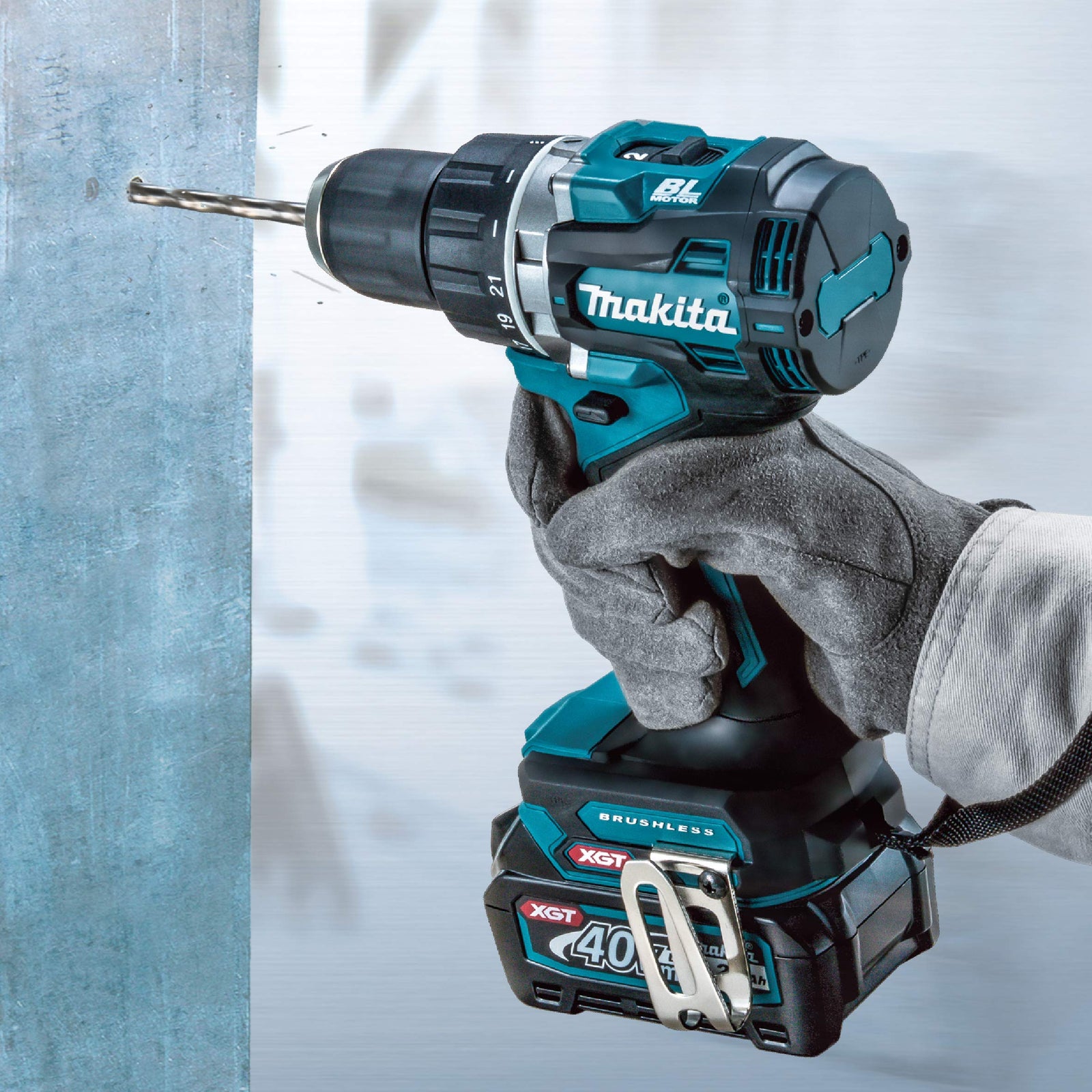 Makita 40V Max Li-Ion Xgt Brushless Hammer Drill Driver, Without Battery & Charger Blue, Hp002GZ