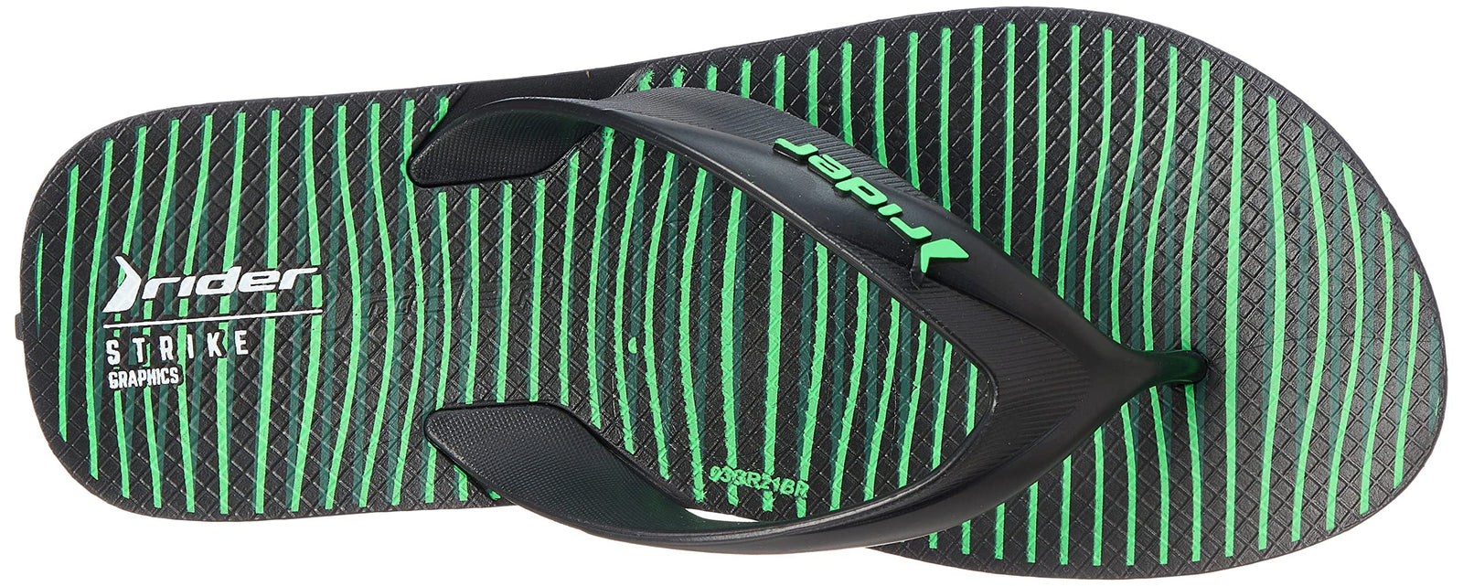 Rider E Graphics Slipp Black/Black/Green Rubber Flip Flop For Kids