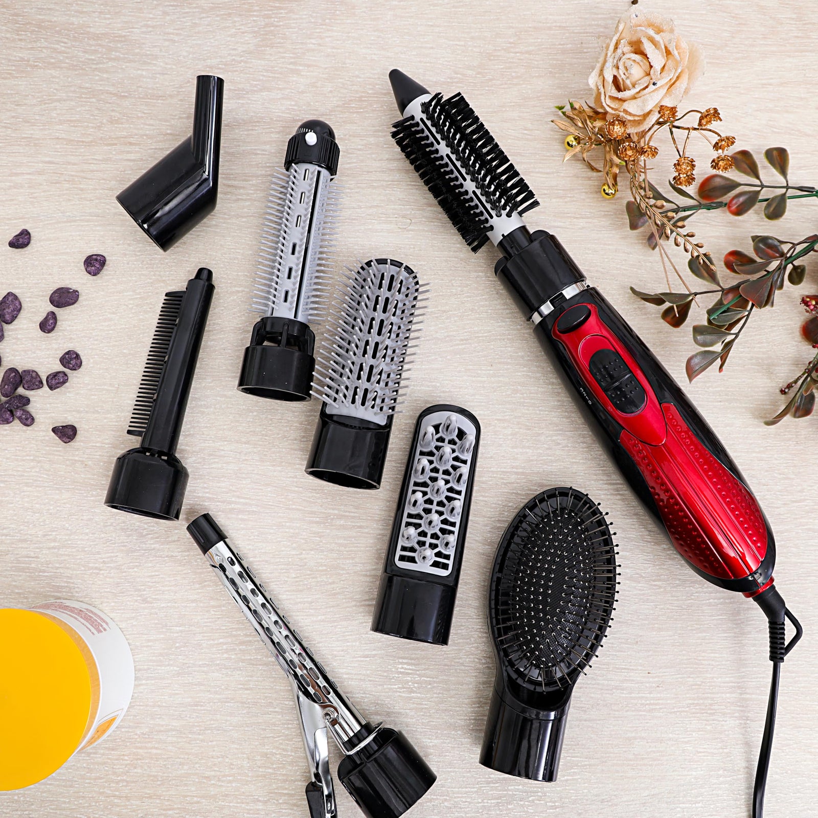 Olsenmark Multi Function Hair Styler, 8 In 1 - 3 Heat & 2 Speed Setting - 360 Degree Swivel Cord - Safety Cut-Off